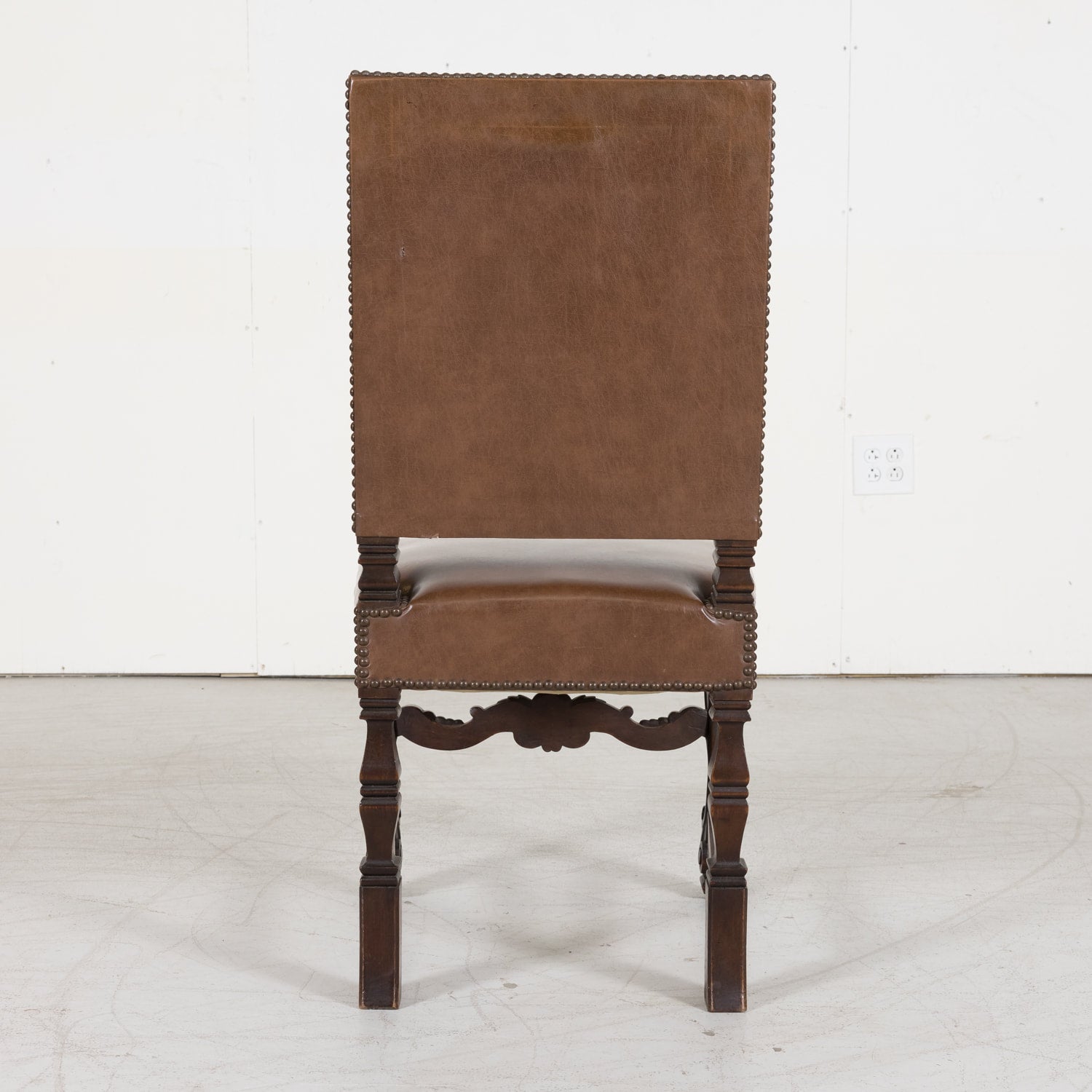 Set of Six Side Louis XV Chairs made of Solid Walnut from a Hunting Lodge near Lyon, France Circa 1880s