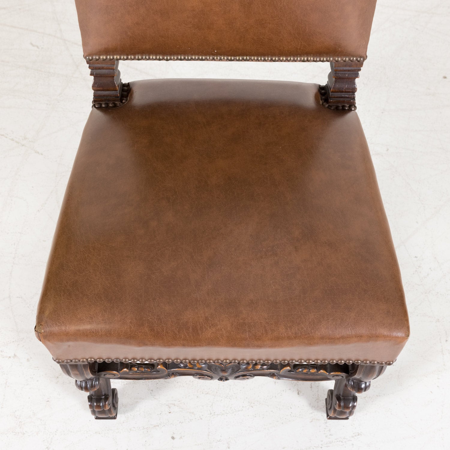 Set of Six Side Louis XV Chairs made of Solid Walnut from a Hunting Lodge near Lyon, France Circa 1880s
