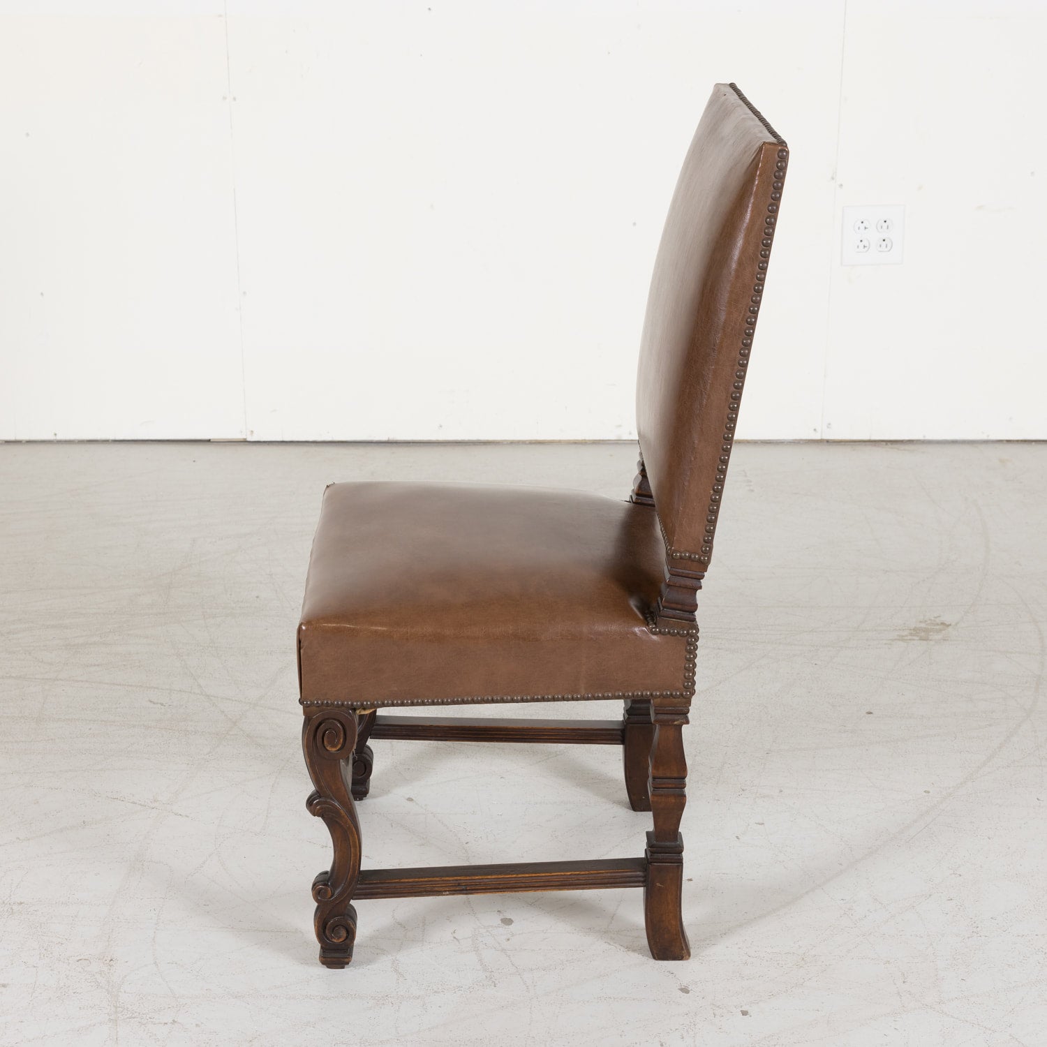 Set of Six Side Louis XV Chairs made of Solid Walnut from a Hunting Lodge near Lyon, France Circa 1880s