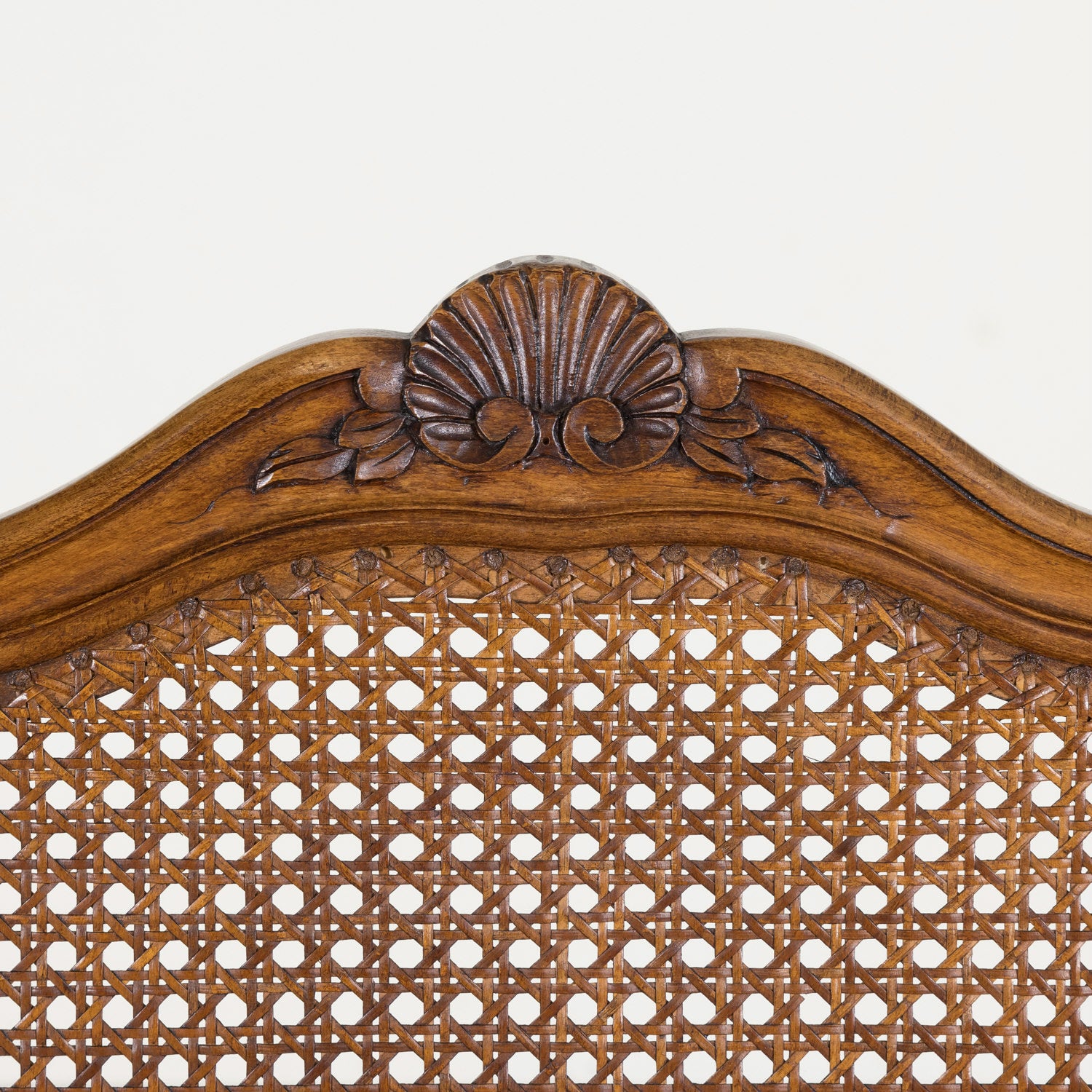 Set of 6 French Provencal Louis XV Style Cane Dining Side Chairs in Walnut