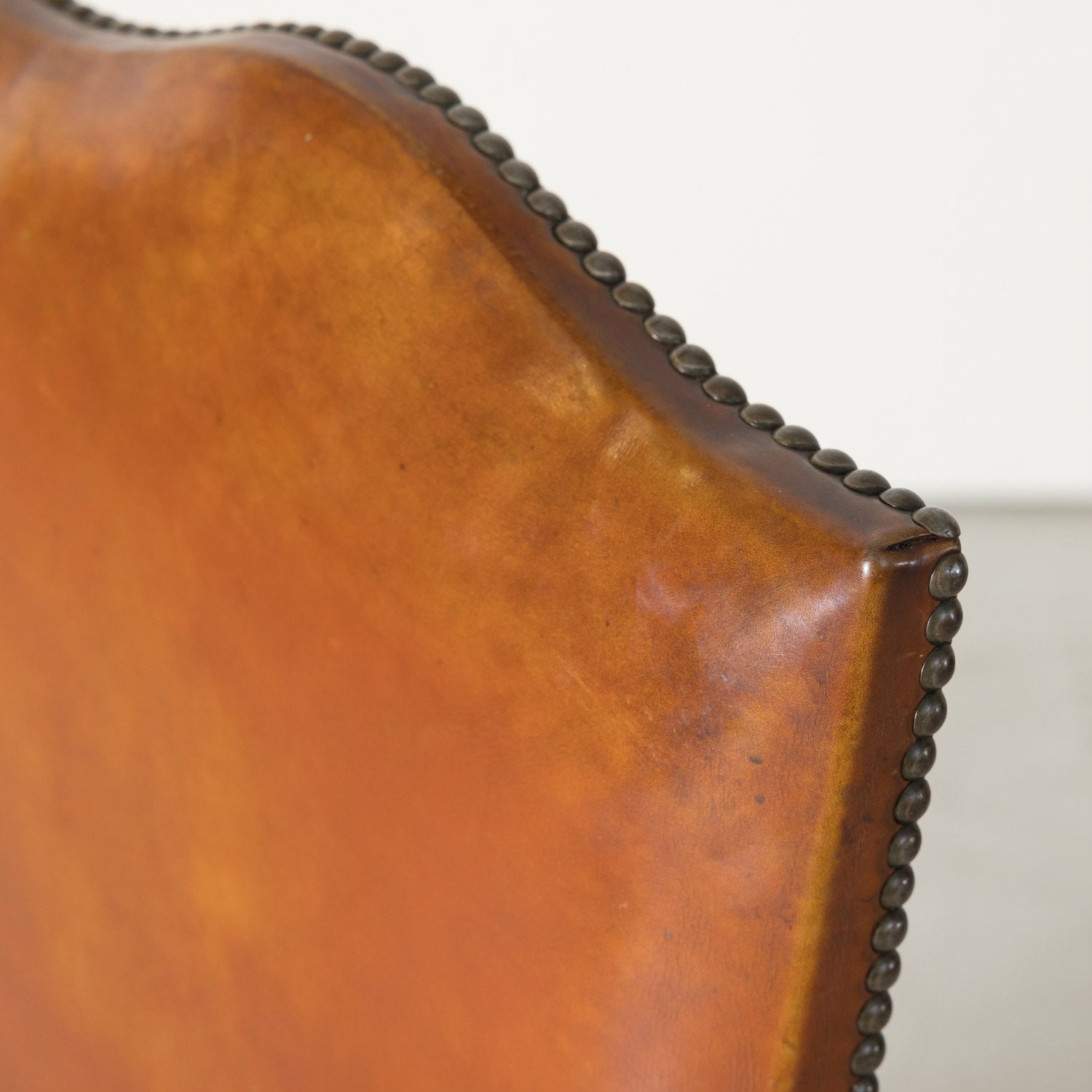 Set of 8 Early 20th Century French Louis XV Style Walnut and Leather Dining Side Chairs