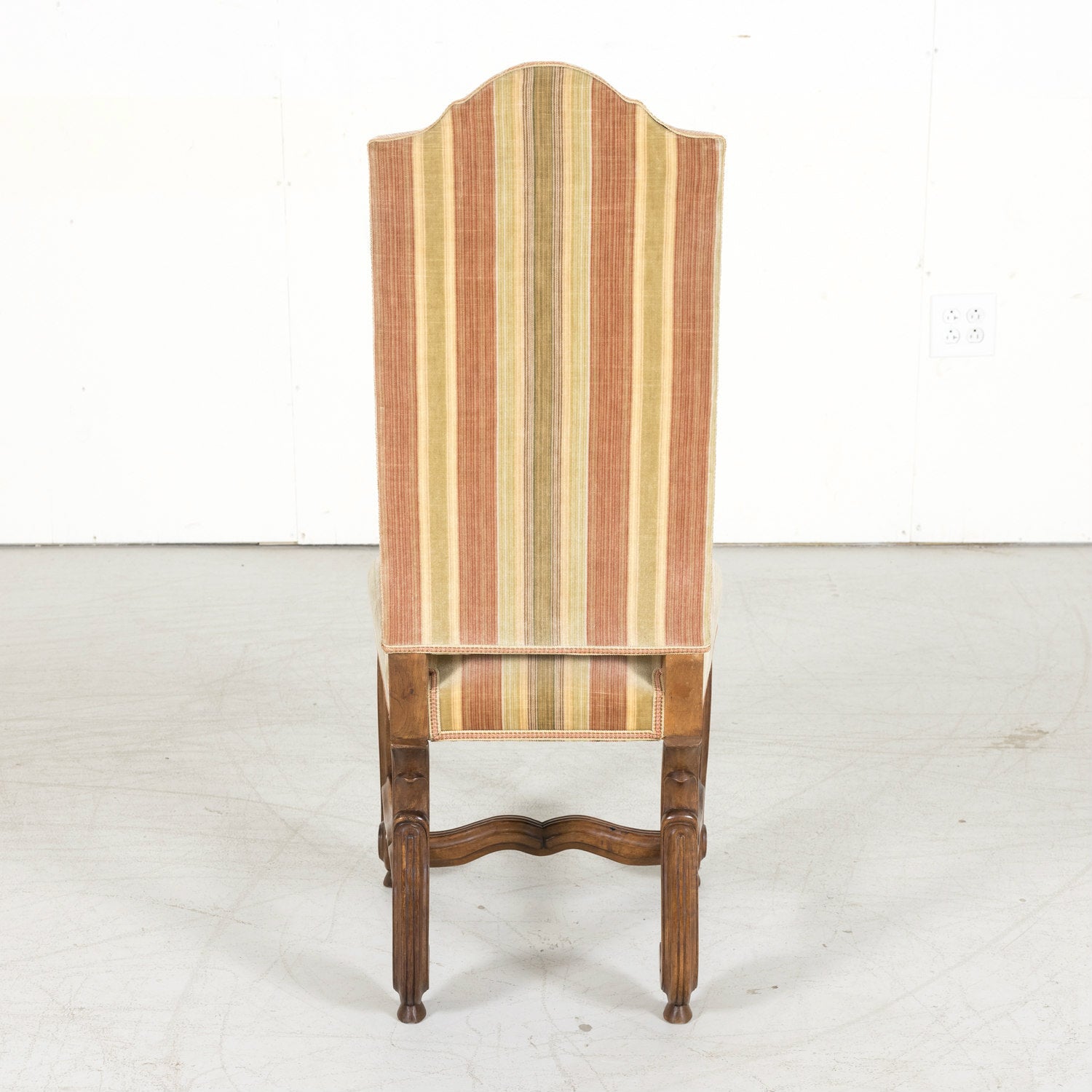 Set of Six Louis XIV Style Carved Walnut High Back Dining Side Chairs