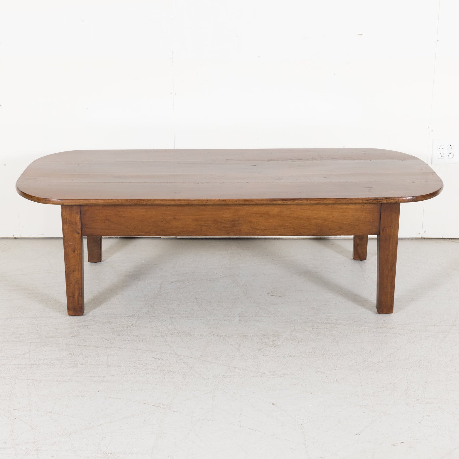 French Solid Cherry Wood Coffee Table with Two Drawers from Brittany, France Circa 1880s