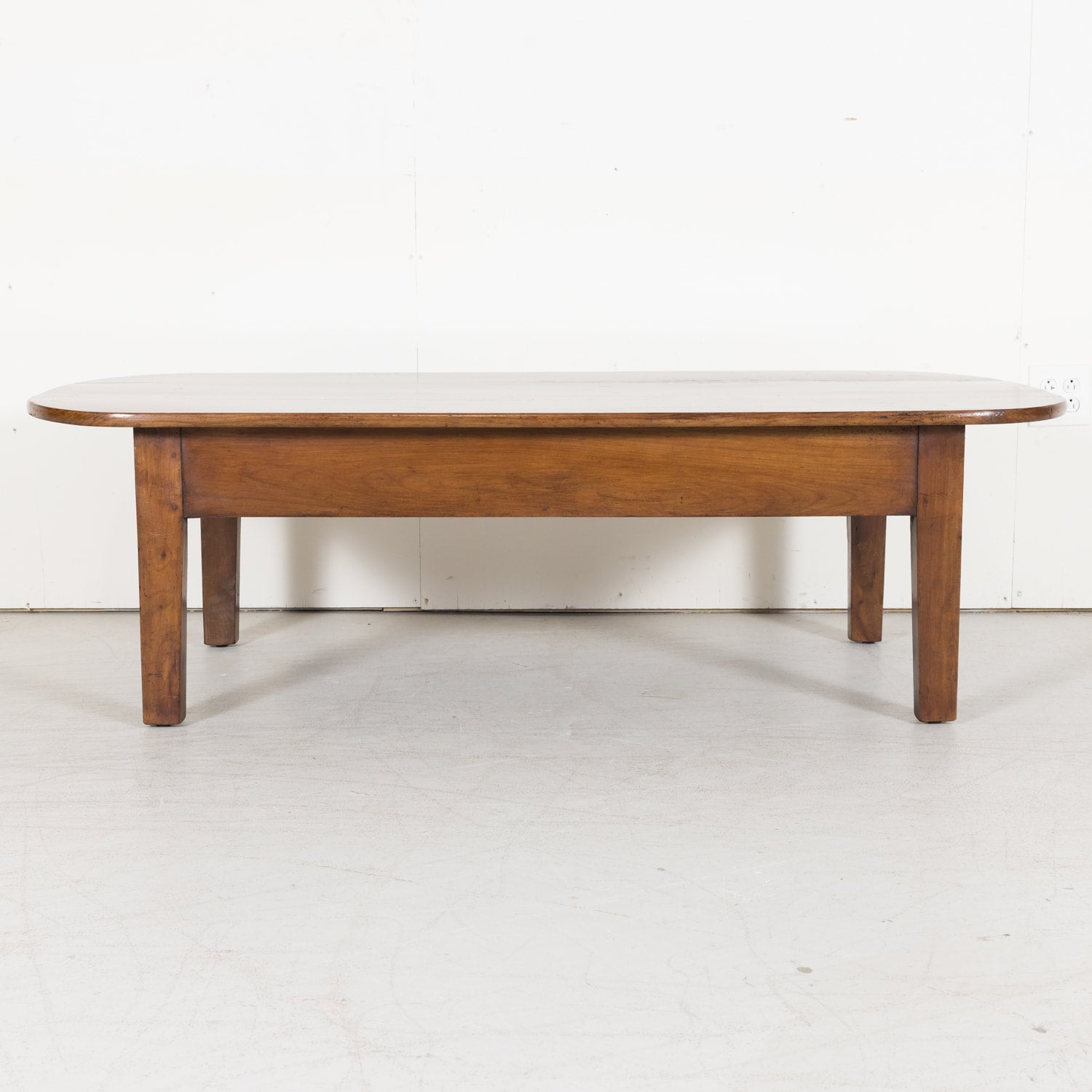 French Solid Cherry Wood Coffee Table with Two Drawers from Brittany, France Circa 1880s