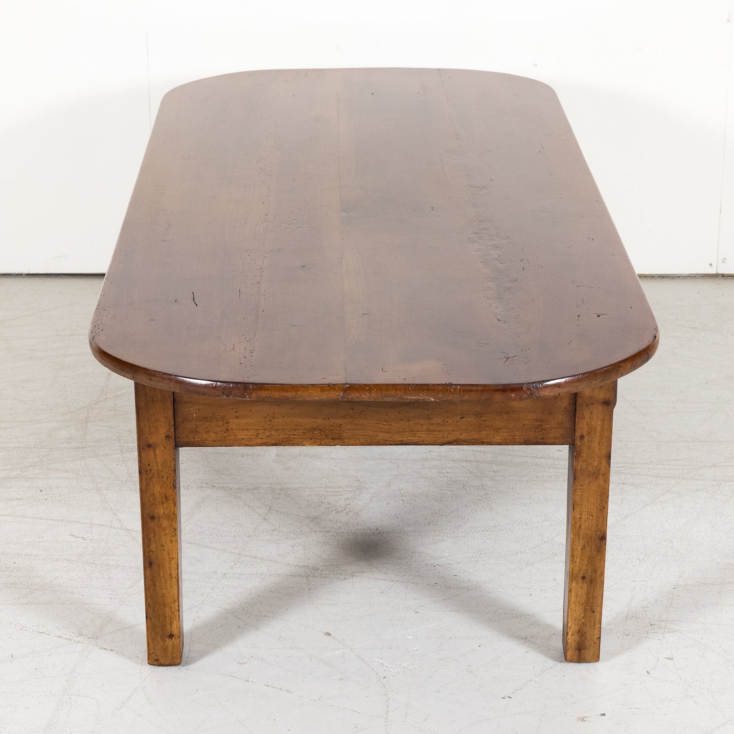 French Solid Cherry Wood Coffee Table with Two Drawers from Brittany, France Circa 1880s