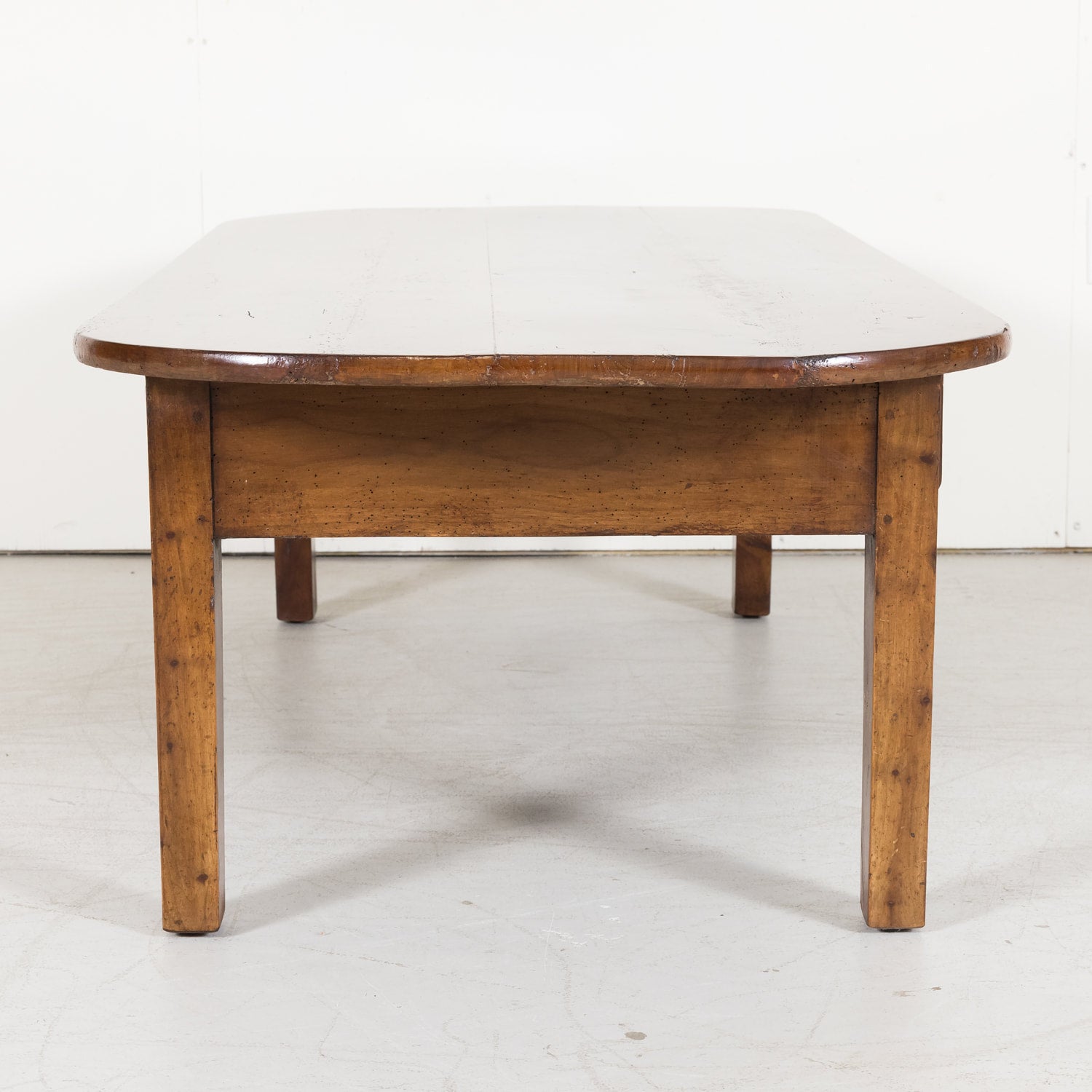 French Solid Cherry Wood Coffee Table with Two Drawers from Brittany, France Circa 1880s