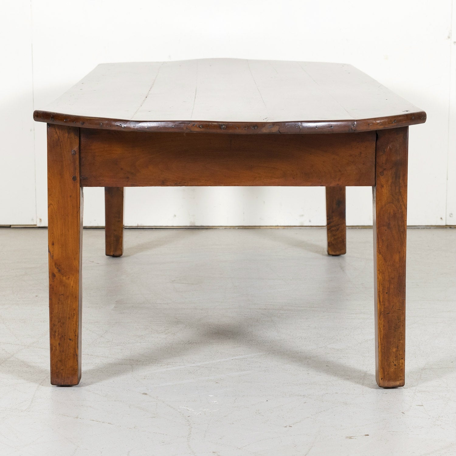 19th Century Country French Solid Cherry Oval Coffee Table with Drawer