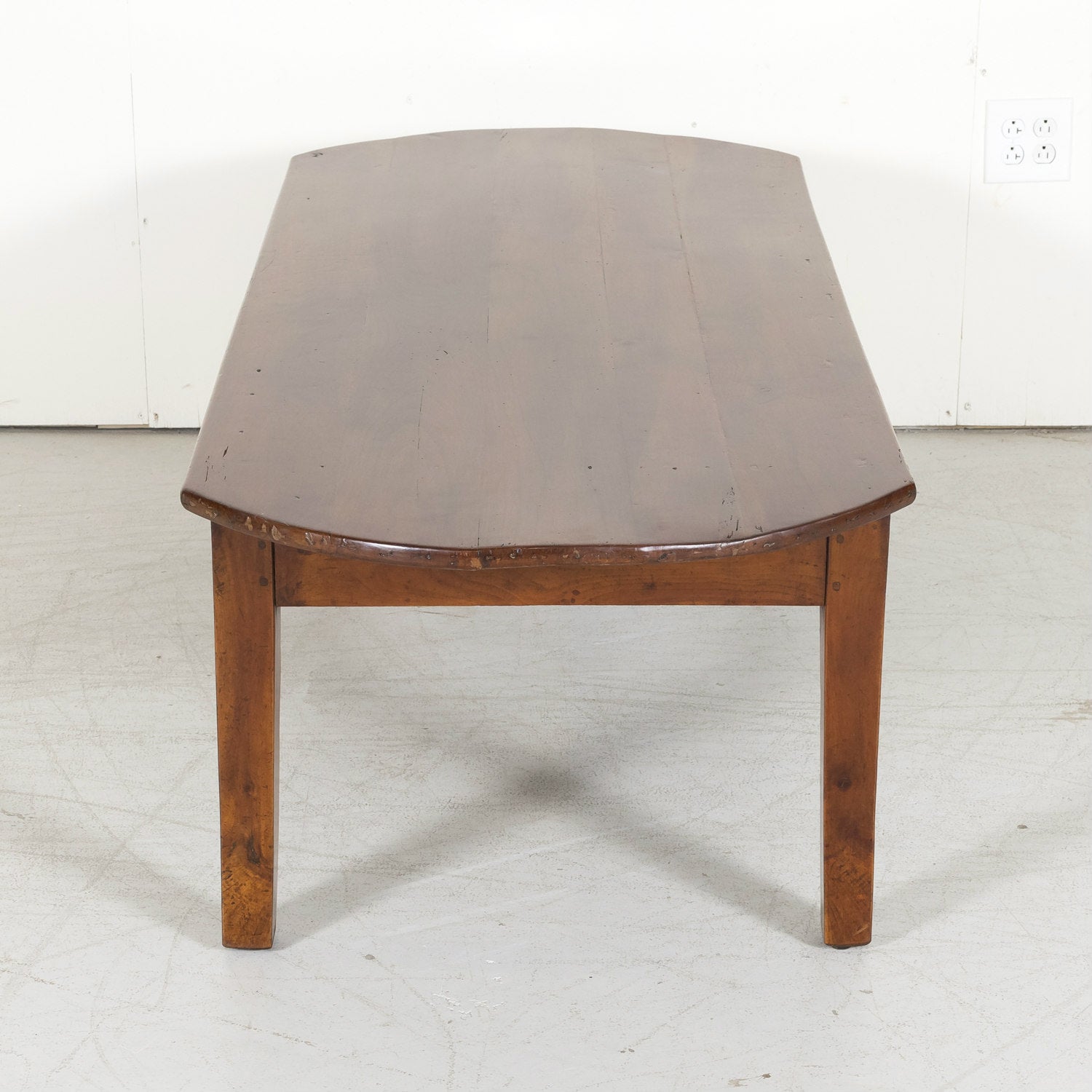 19th Century Country French Solid Cherry Oval Coffee Table with Drawer