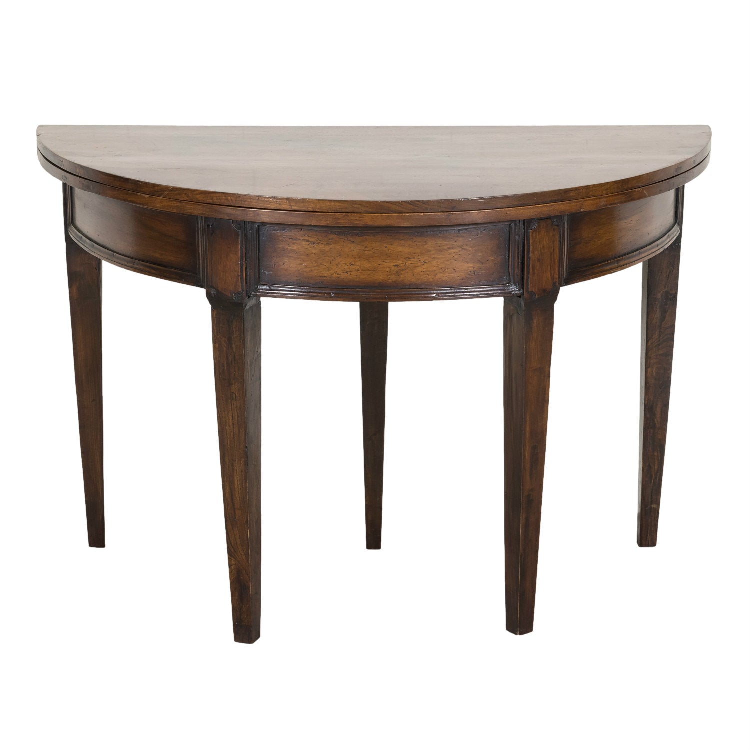 19th Century French Louis XVI Style Carved Walnut Demilune Wall Console or Side Table