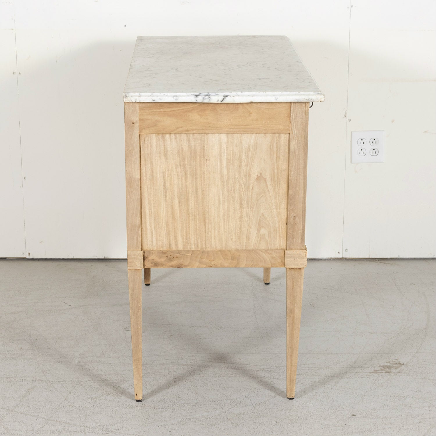 19th Century French Louis XVI Style Bleached Commode Sauteuse with Carrara Marble Top