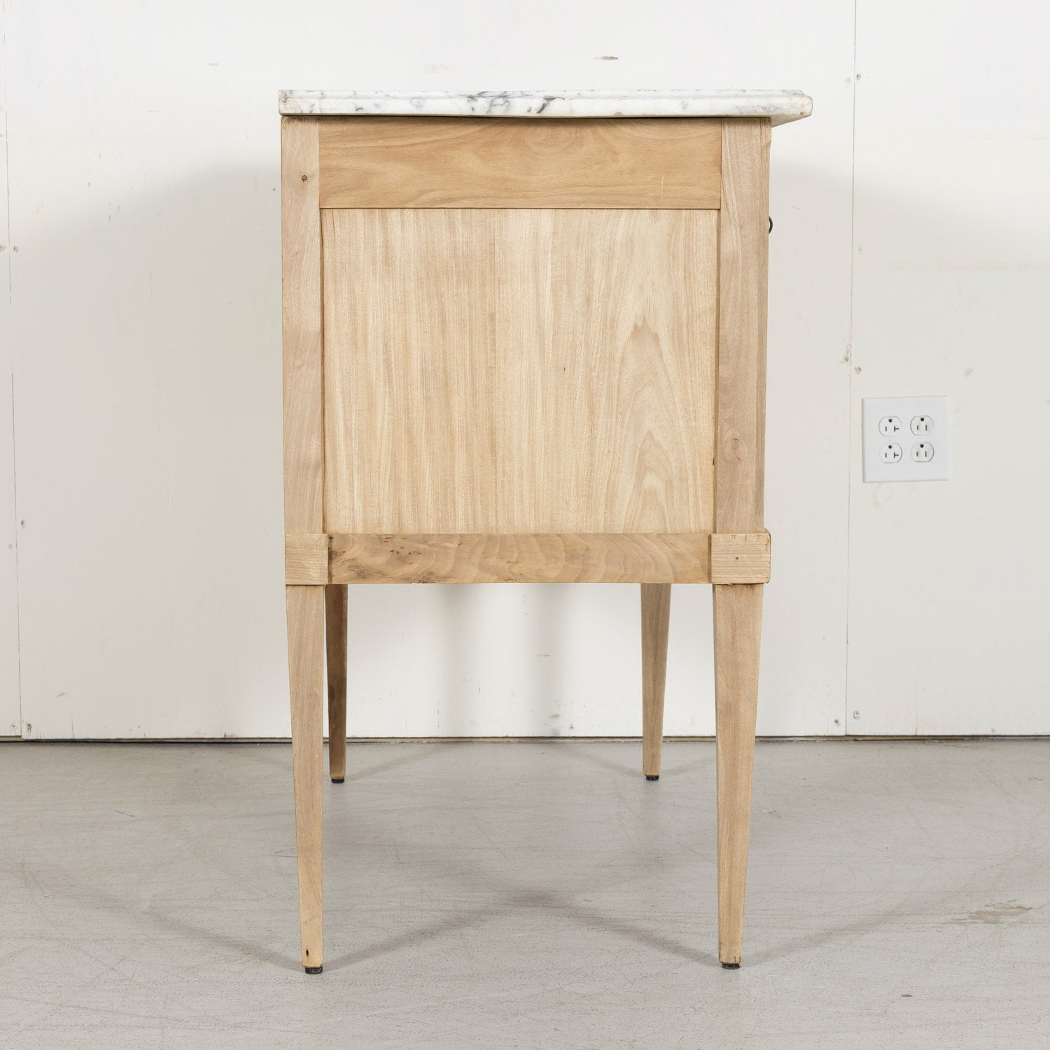 19th Century French Louis XVI Style Bleached Commode Sauteuse with Carrara Marble Top