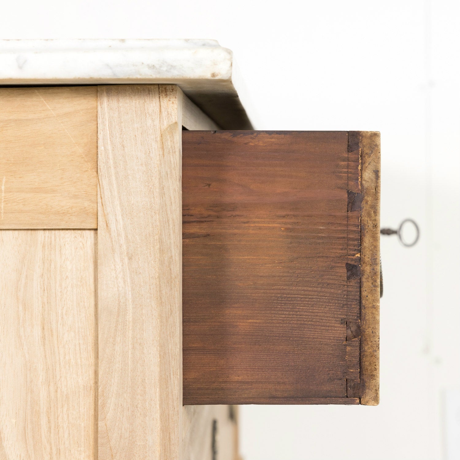 19th Century French Louis XVI Style Bleached Commode Sauteuse with Carrara Marble Top