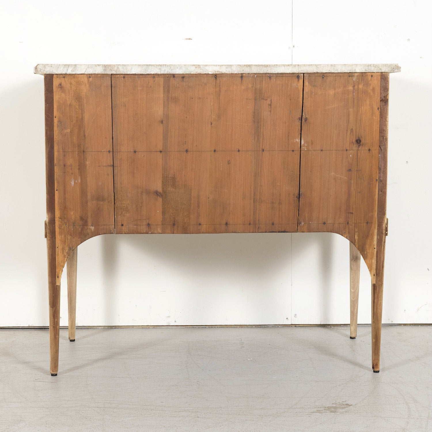 19th Century French Louis XVI Style Bleached Commode Sauteuse with Carrara Marble Top