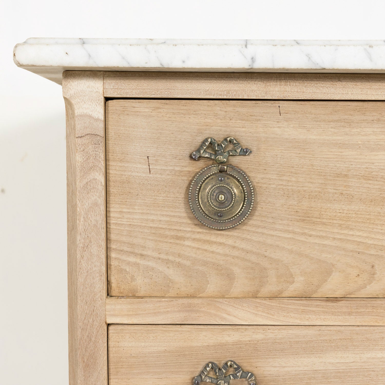 19th Century French Louis XVI Style Bleached Commode Sauteuse with Carrara Marble Top