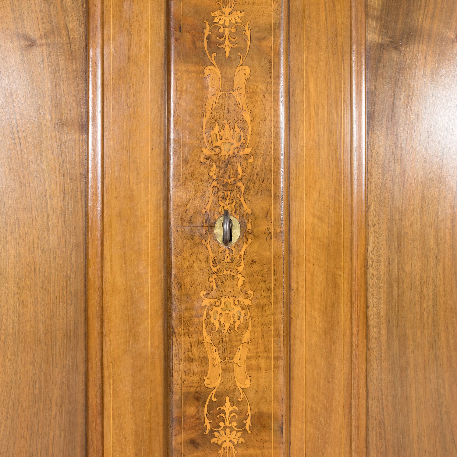 19th Century French Restauration Period Solid Walnut Lyonnaise Armoire with Fruitwood Marquetry