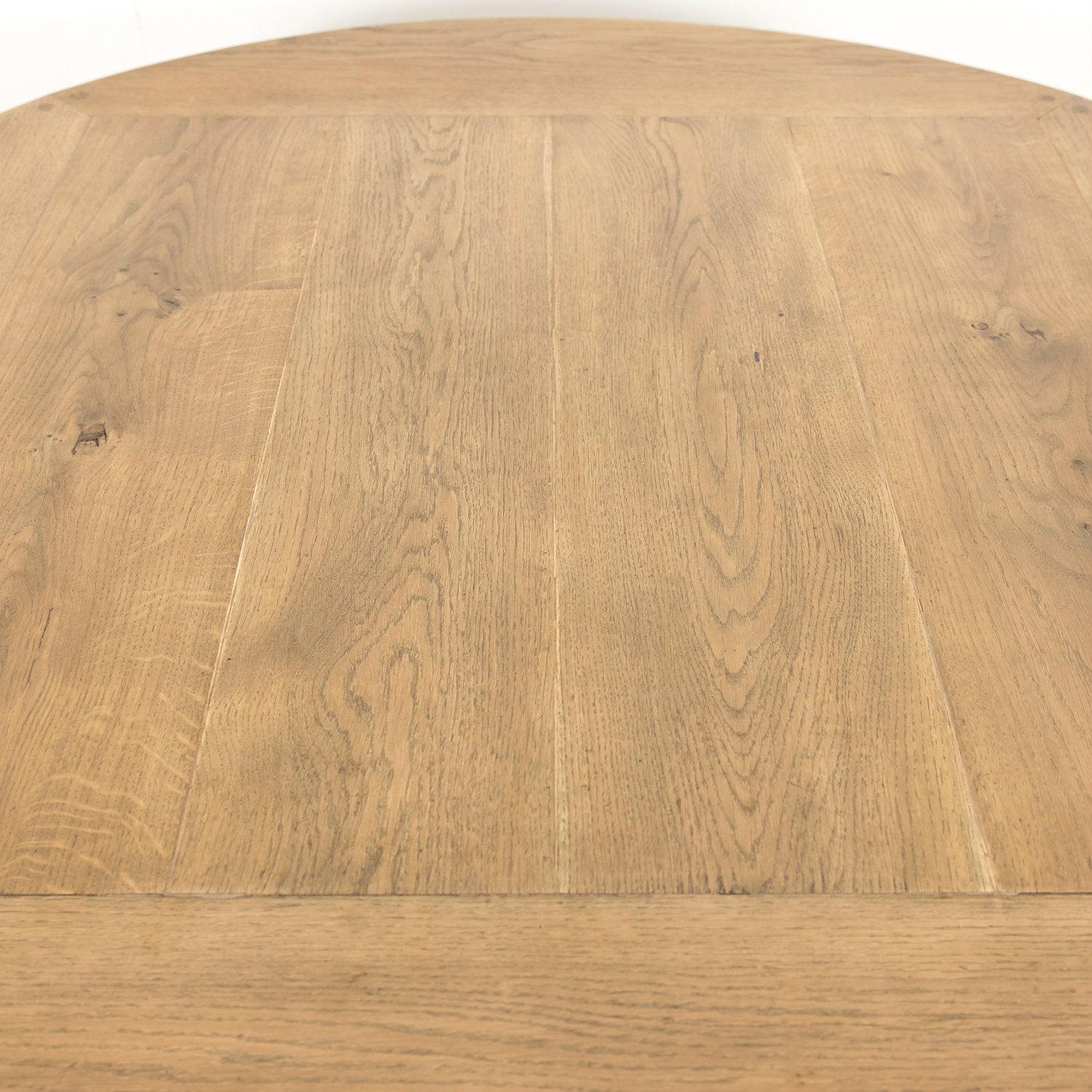 Antique French Carved Bleached Oak Round Pedestal Dining or Farm Table