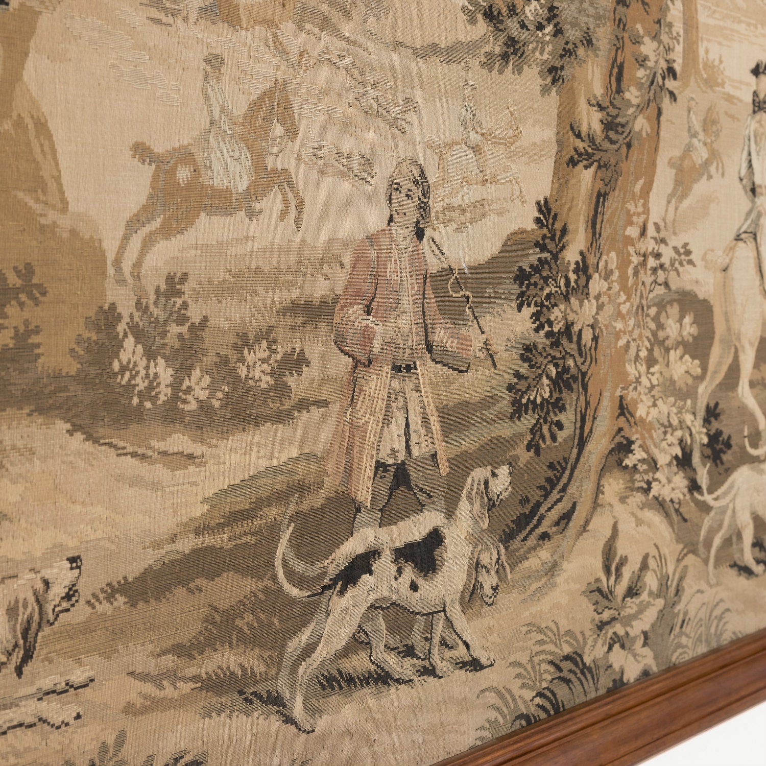 Large 20th Century Framed French Hunting Scene Tapestry