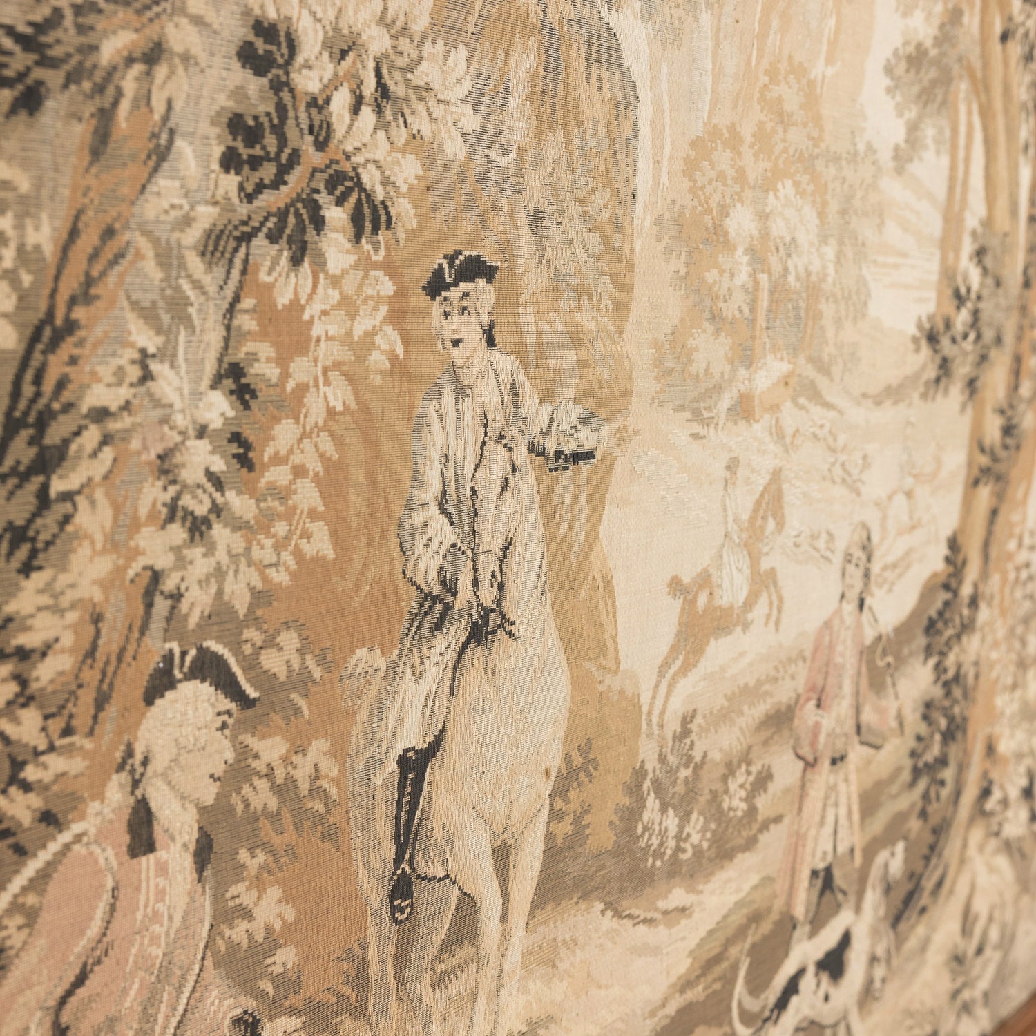 Large 20th Century Framed French Hunting Scene Tapestry