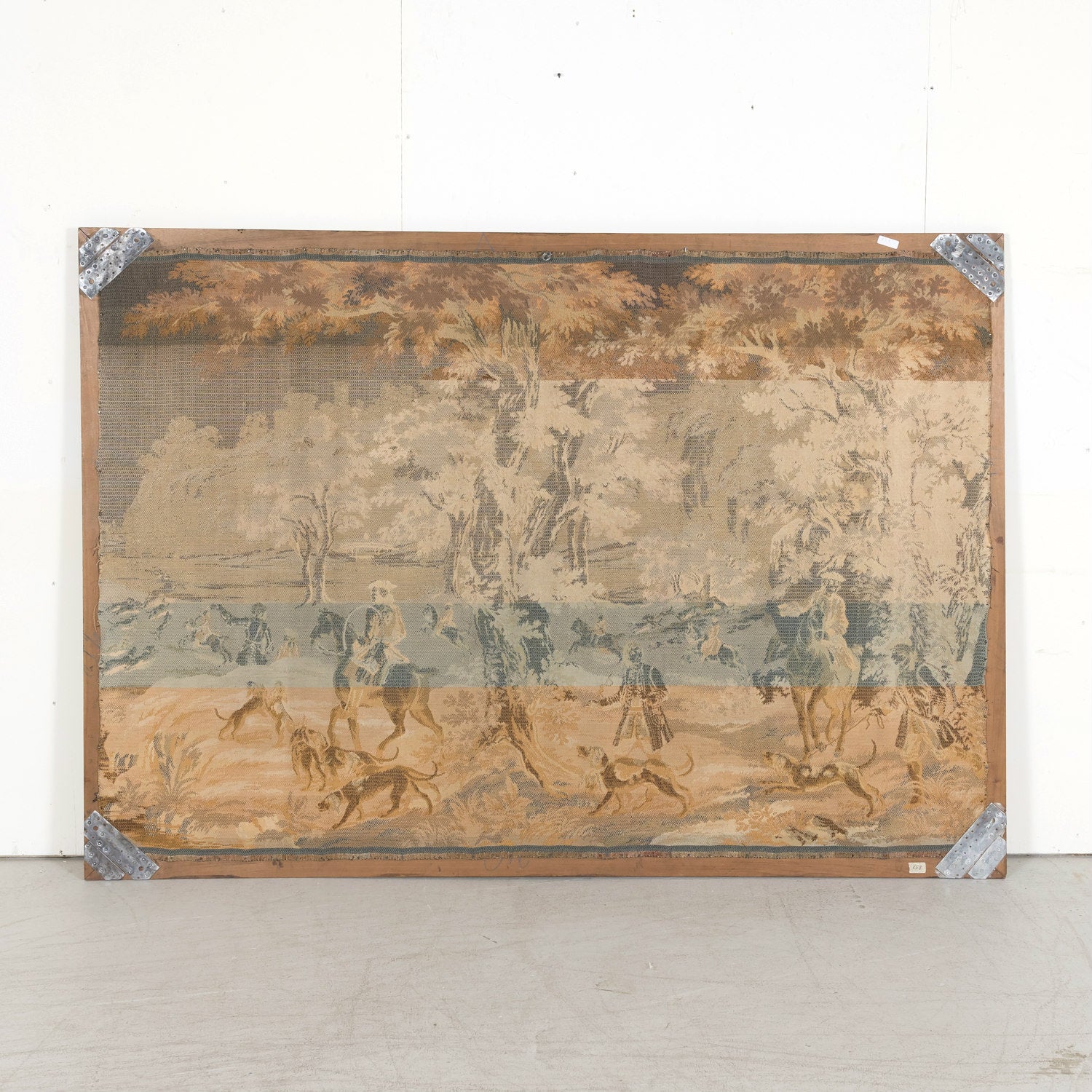 Large 20th Century Framed French Hunting Scene Tapestry