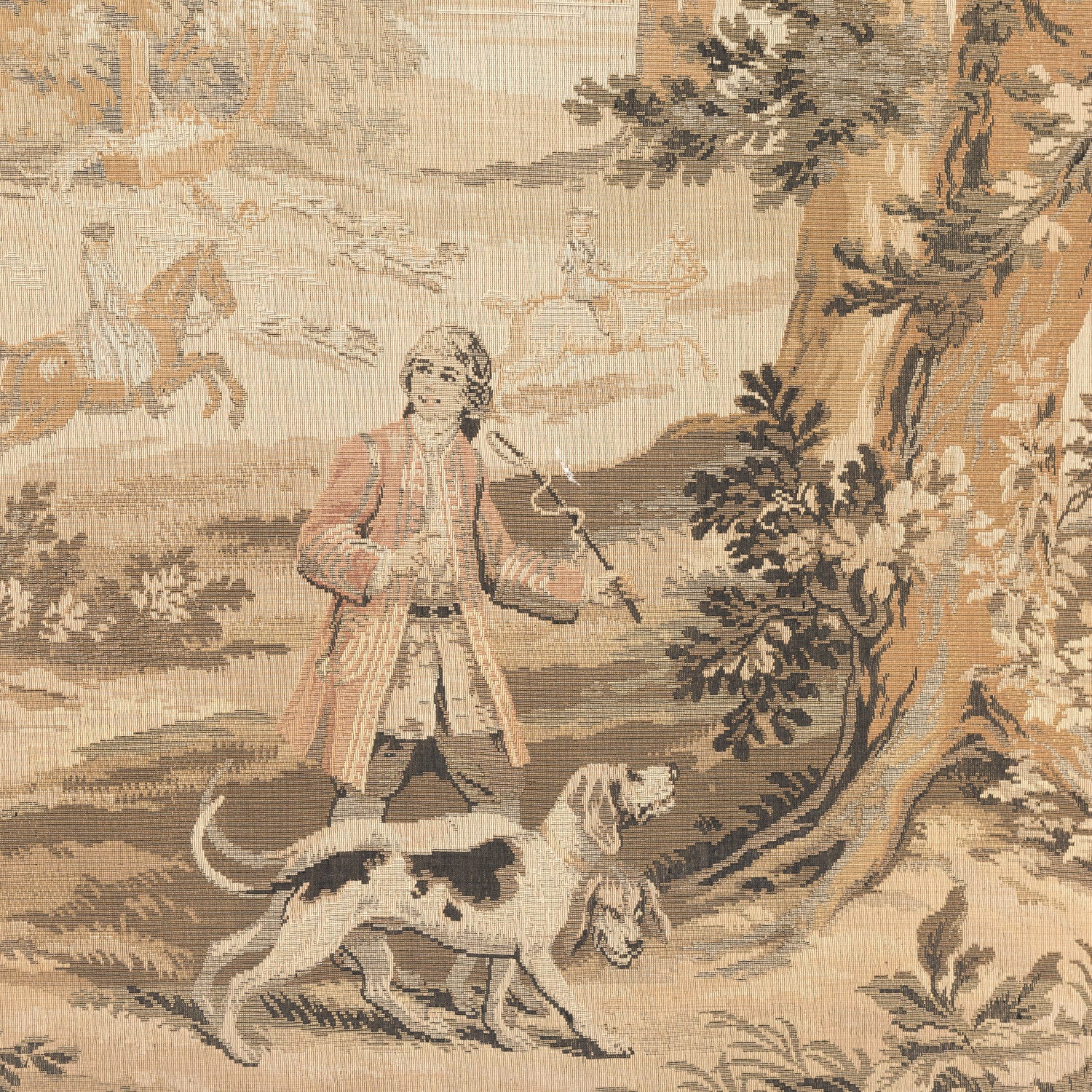 Large 20th Century Framed French Hunting Scene Tapestry