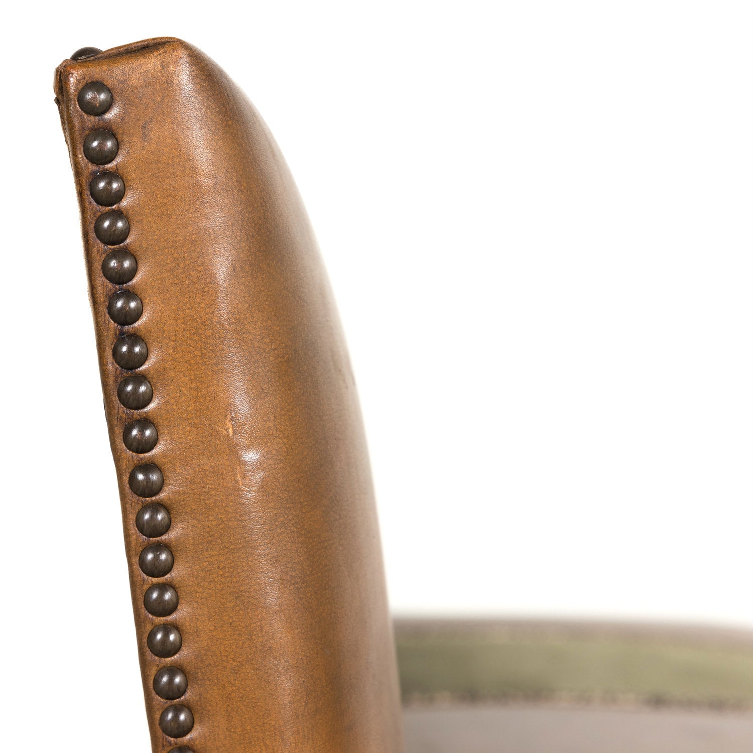 19th Century Louis XIV Style Hand Carved Leather and Velvet Petite Spanish Bench or Banquette