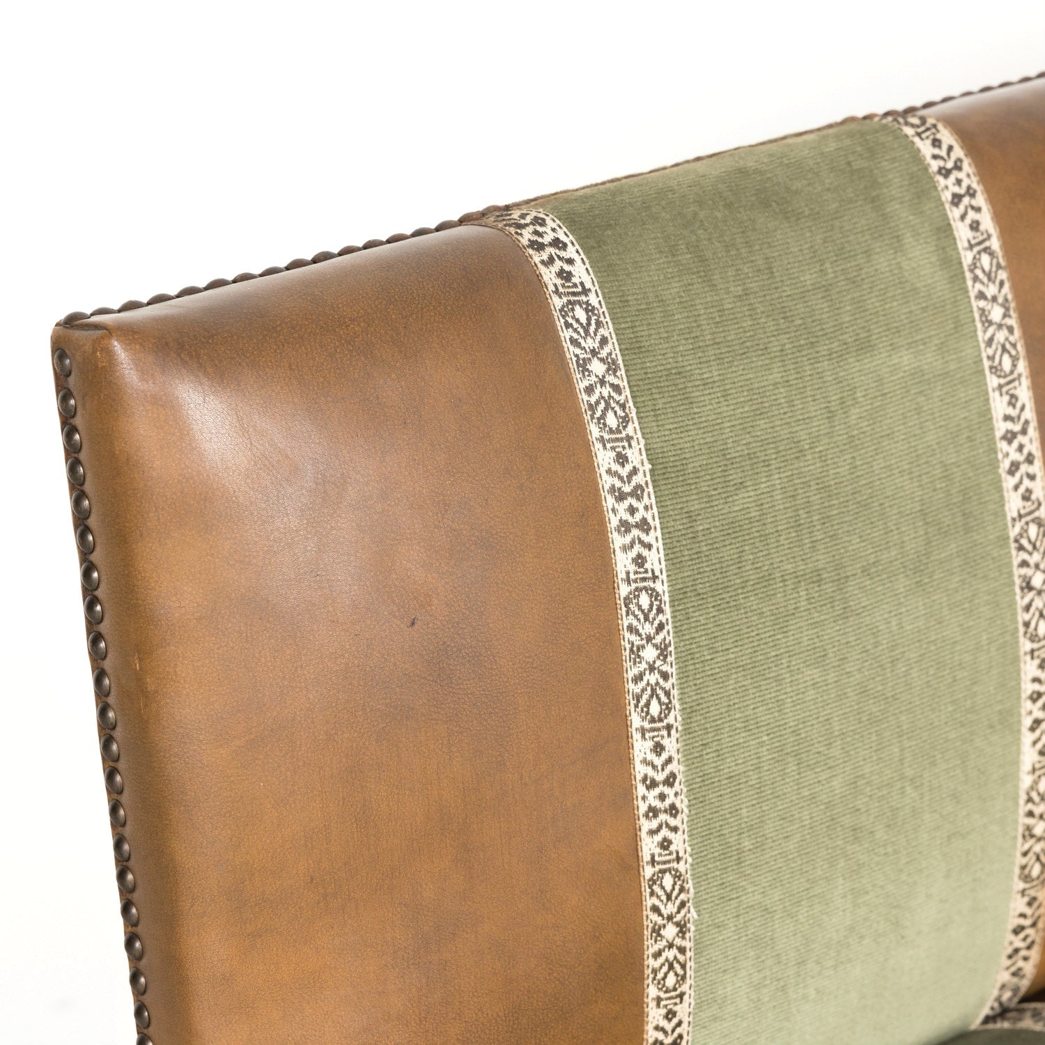 19th Century Louis XIV Style Hand Carved Leather and Velvet Petite Spanish Bench or Banquette