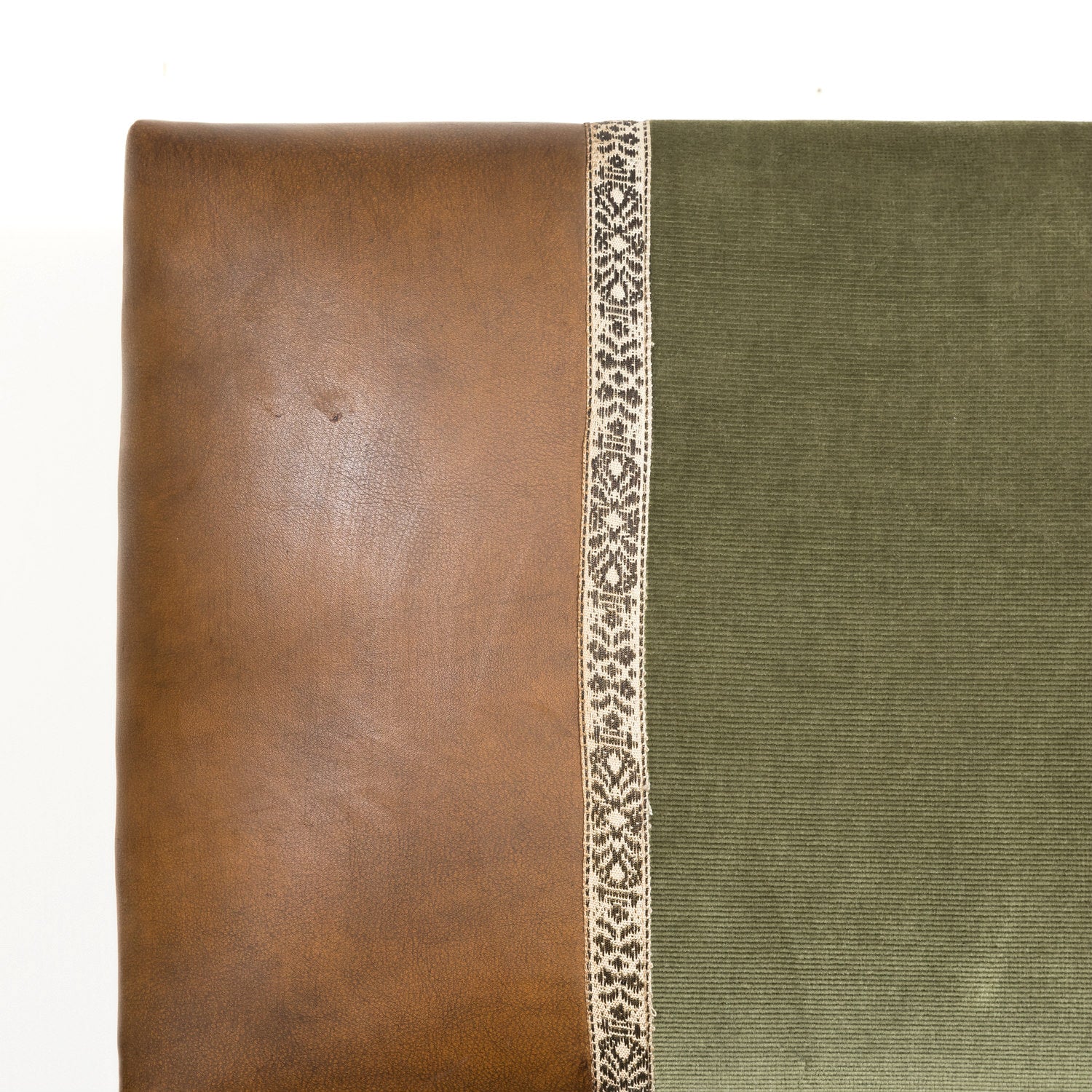 19th Century Louis XIV Style Hand Carved Leather and Velvet Petite Spanish Bench or Banquette