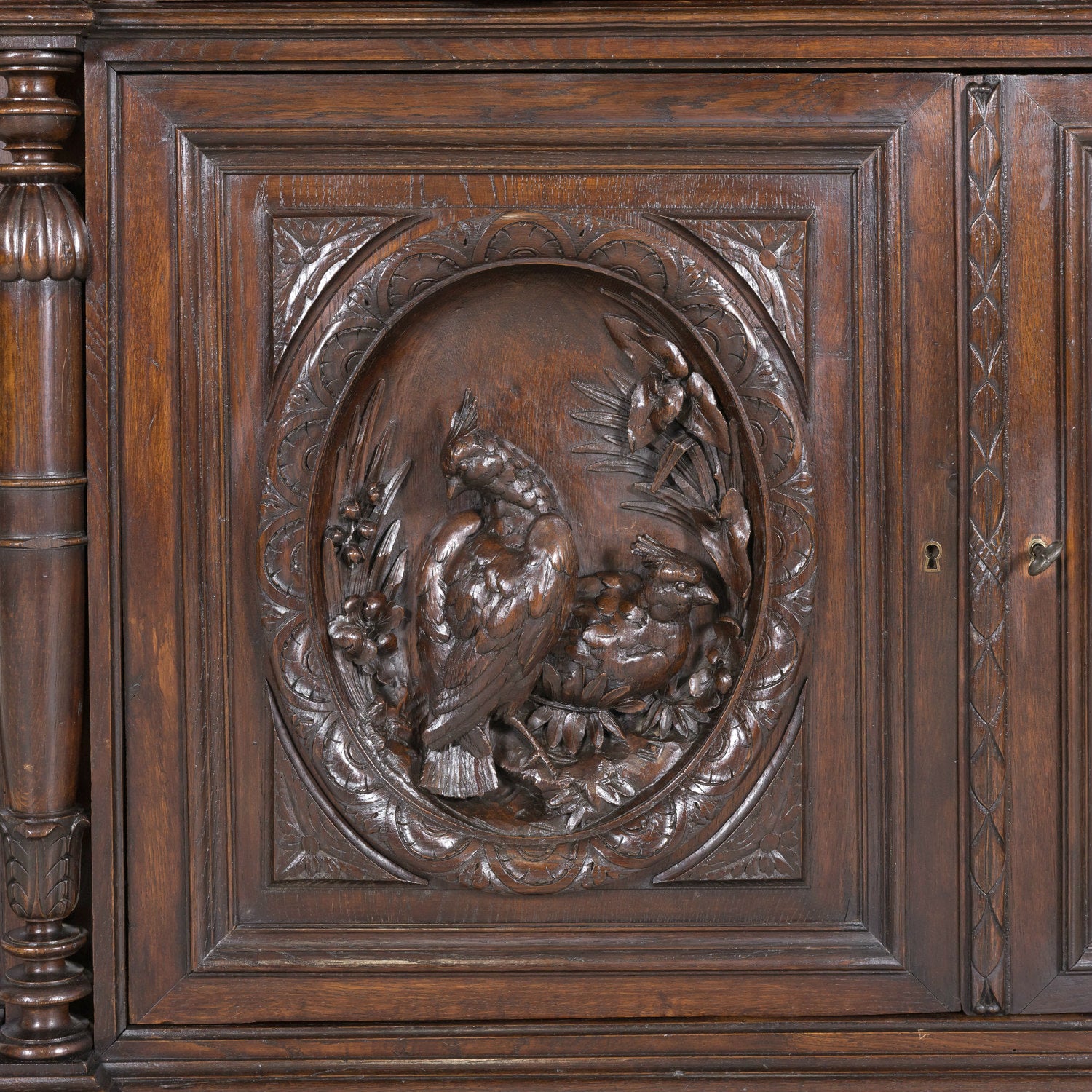 Large 19th Century French Louis XIII Style Oak Demilune Hunt Enfilade Buffet