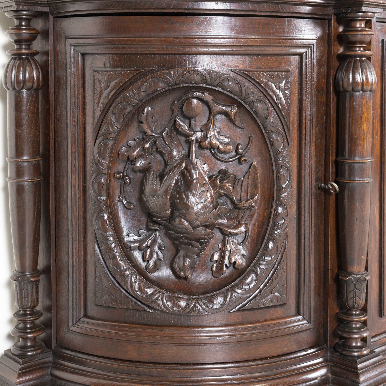 Large 19th Century French Louis XIII Style Oak Demilune Hunt Enfilade Buffet