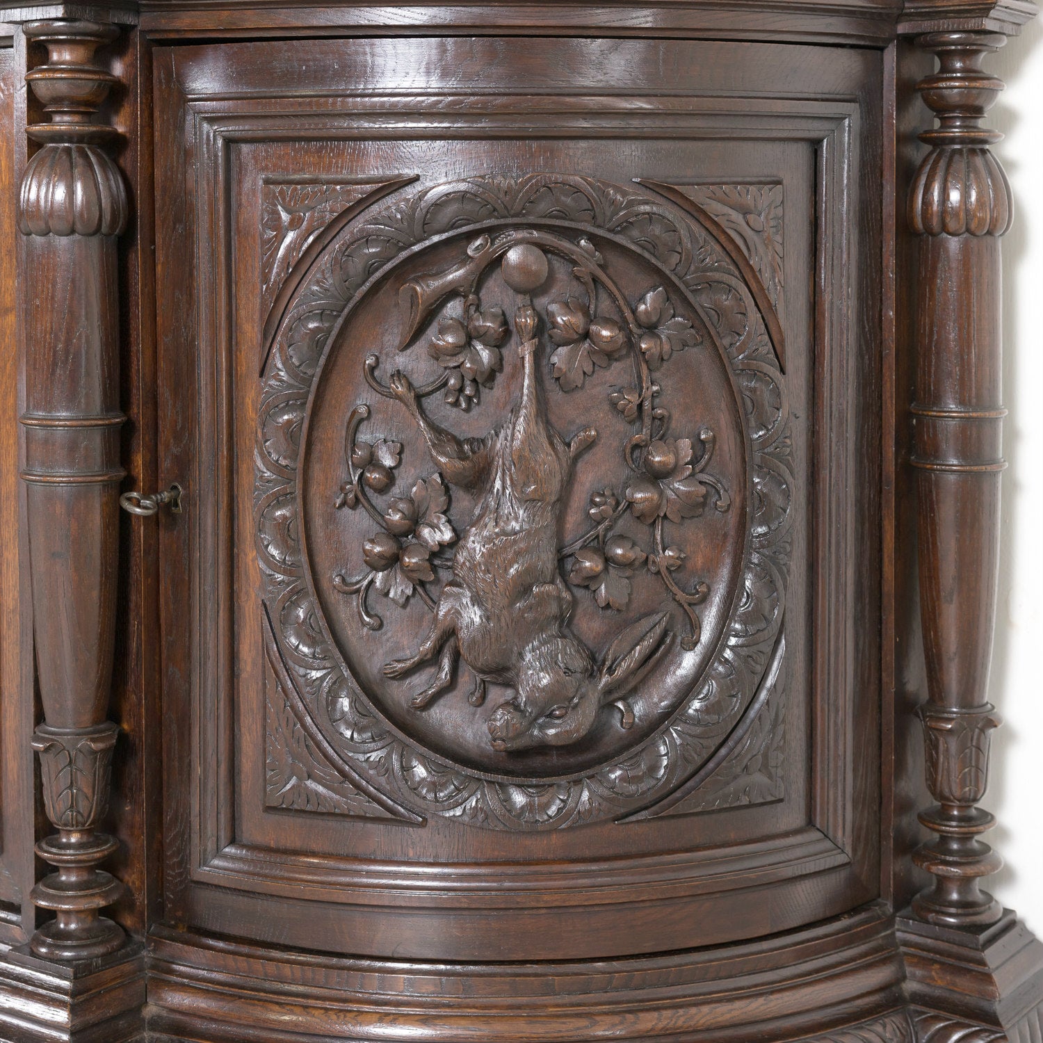 Large 19th Century French Louis XIII Style Oak Demilune Hunt Enfilade Buffet