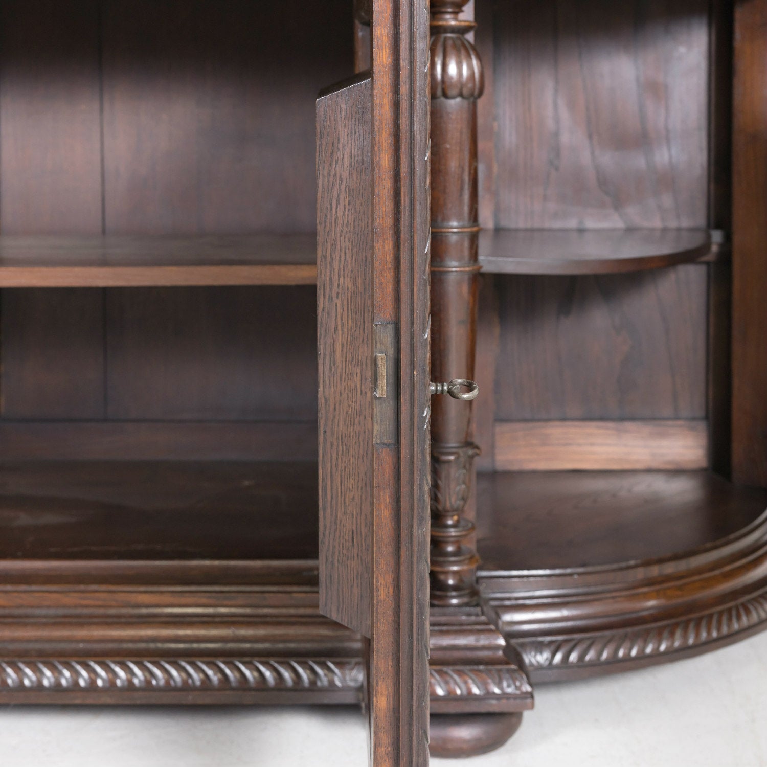 Large 19th Century French Louis XIII Style Oak Demilune Hunt Enfilade Buffet