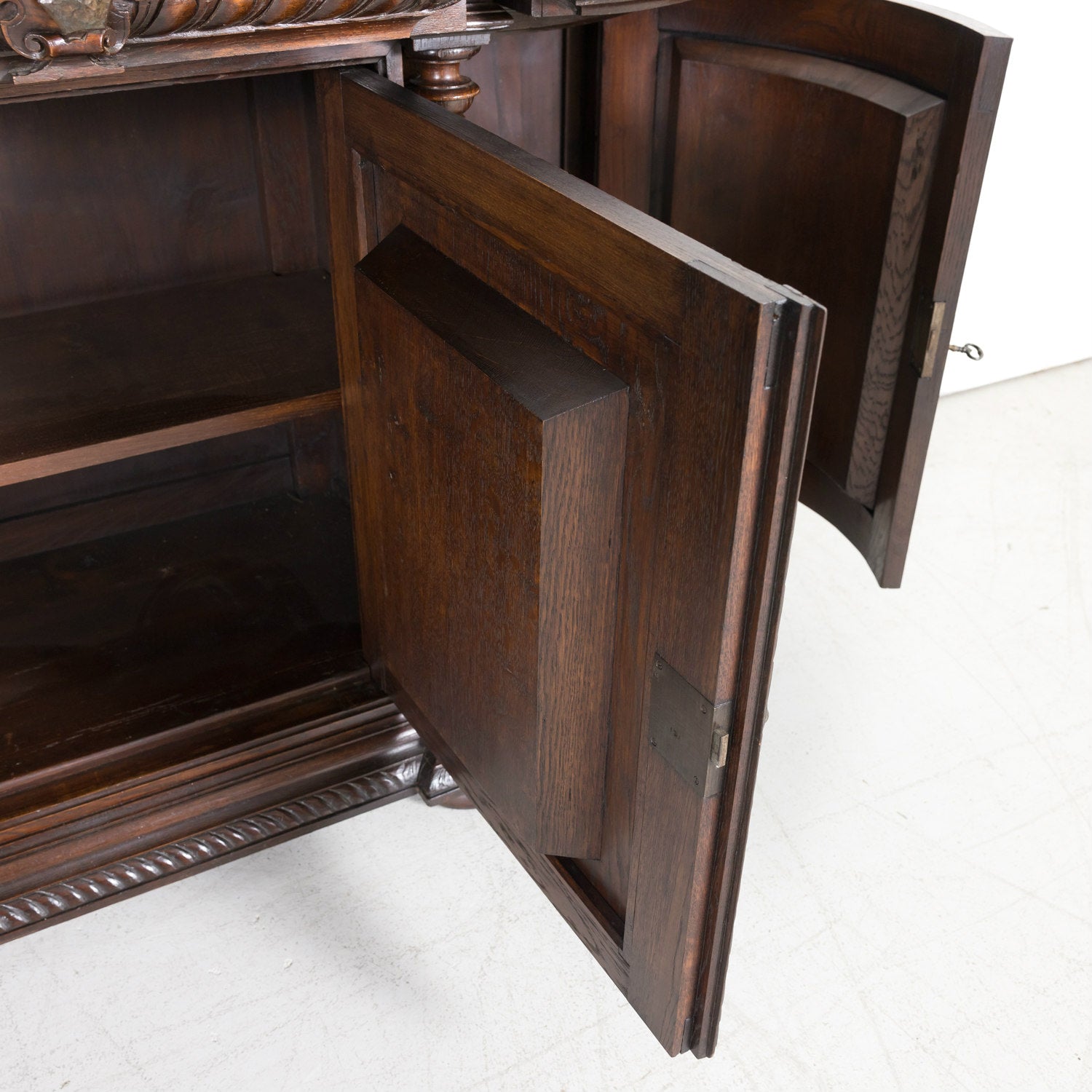 Large 19th Century French Louis XIII Style Oak Demilune Hunt Enfilade Buffet