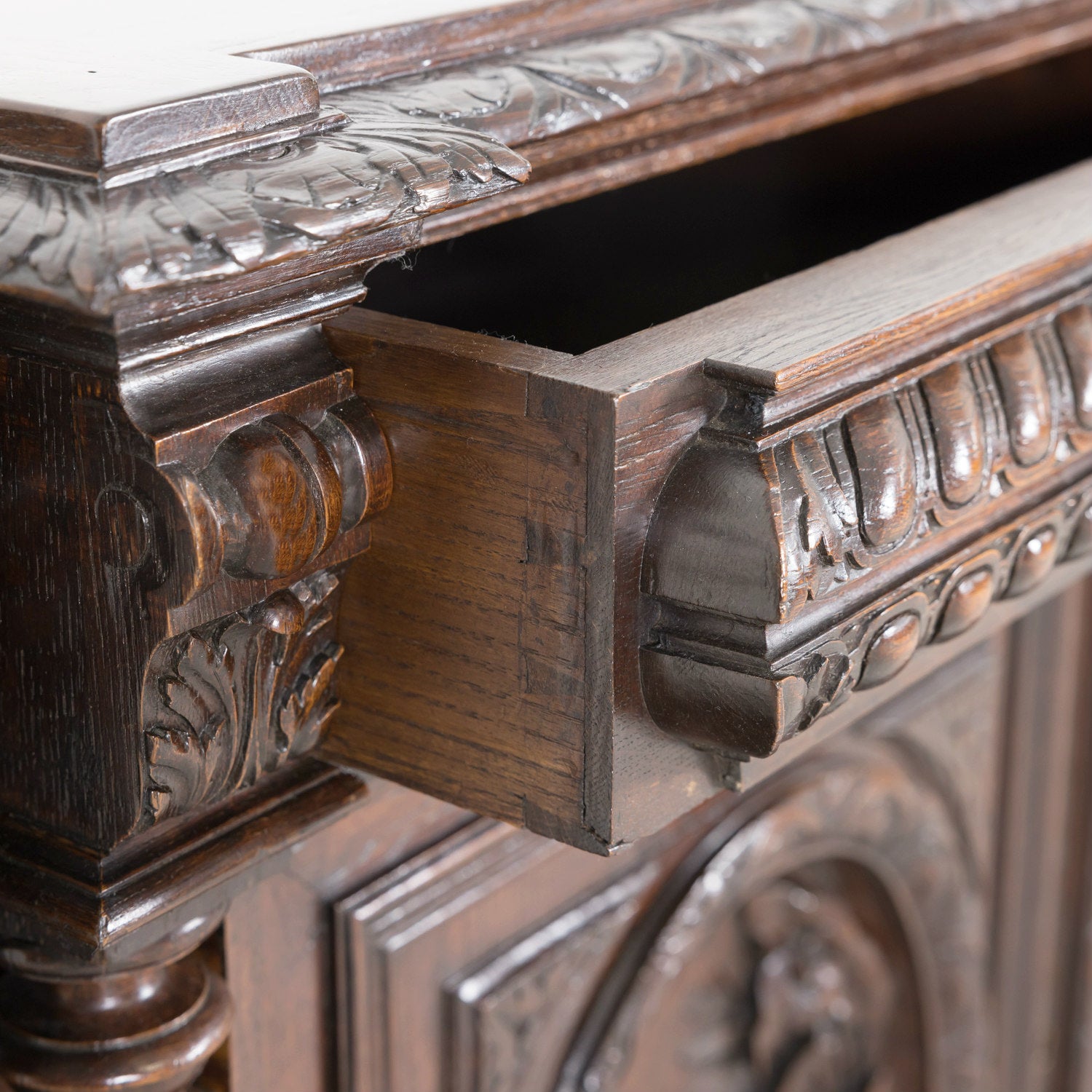 Large 19th Century French Louis XIII Style Oak Demilune Hunt Enfilade Buffet