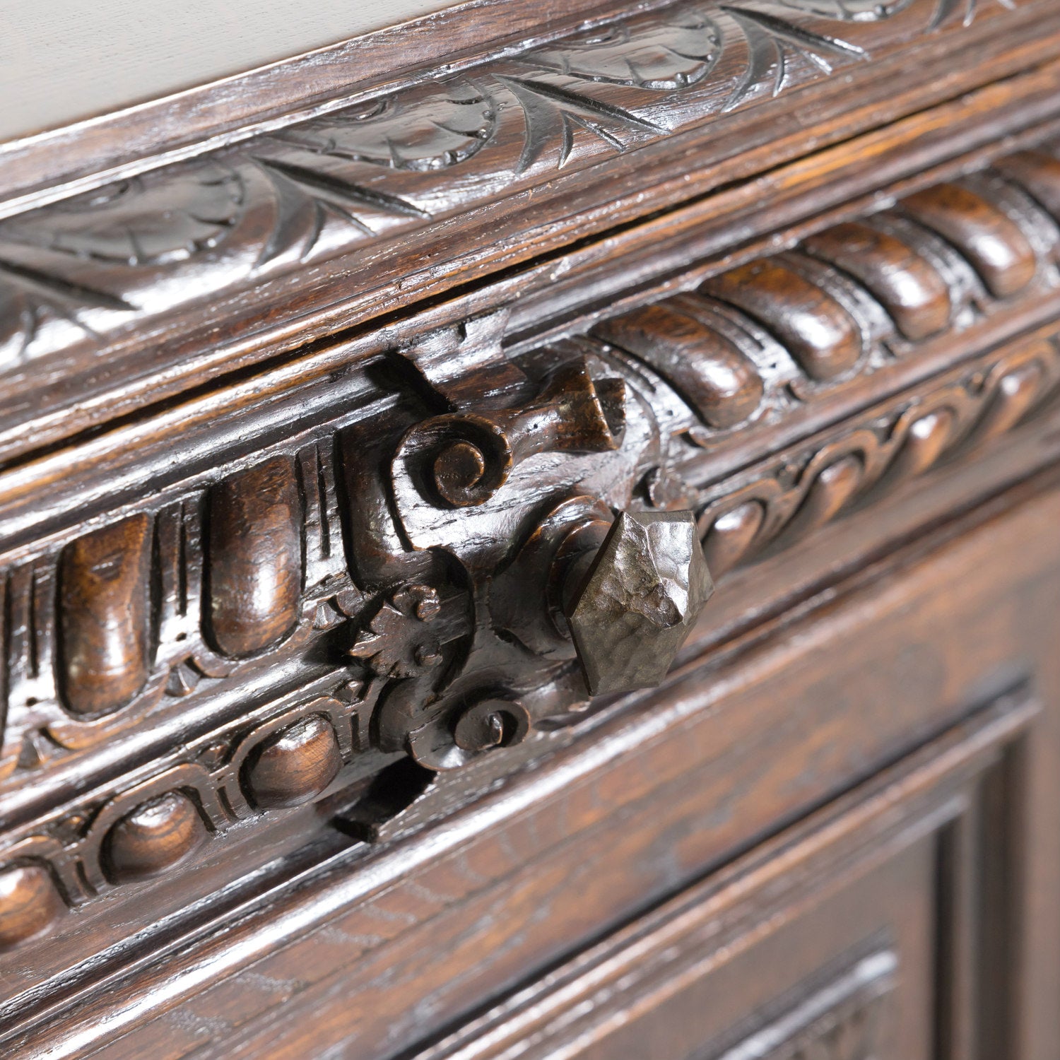 Large 19th Century French Louis XIII Style Oak Demilune Hunt Enfilade Buffet