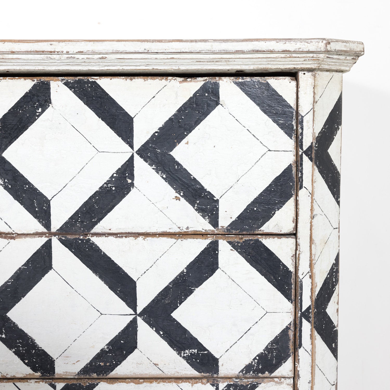 Pair of 19th Century Black and White Hand Painted Italian Commodes