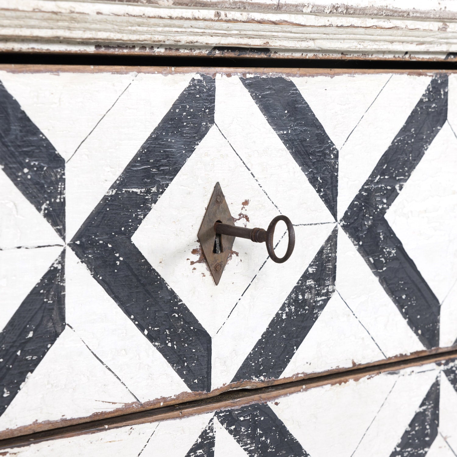 Pair of 19th Century Black and White Hand Painted Italian Commodes