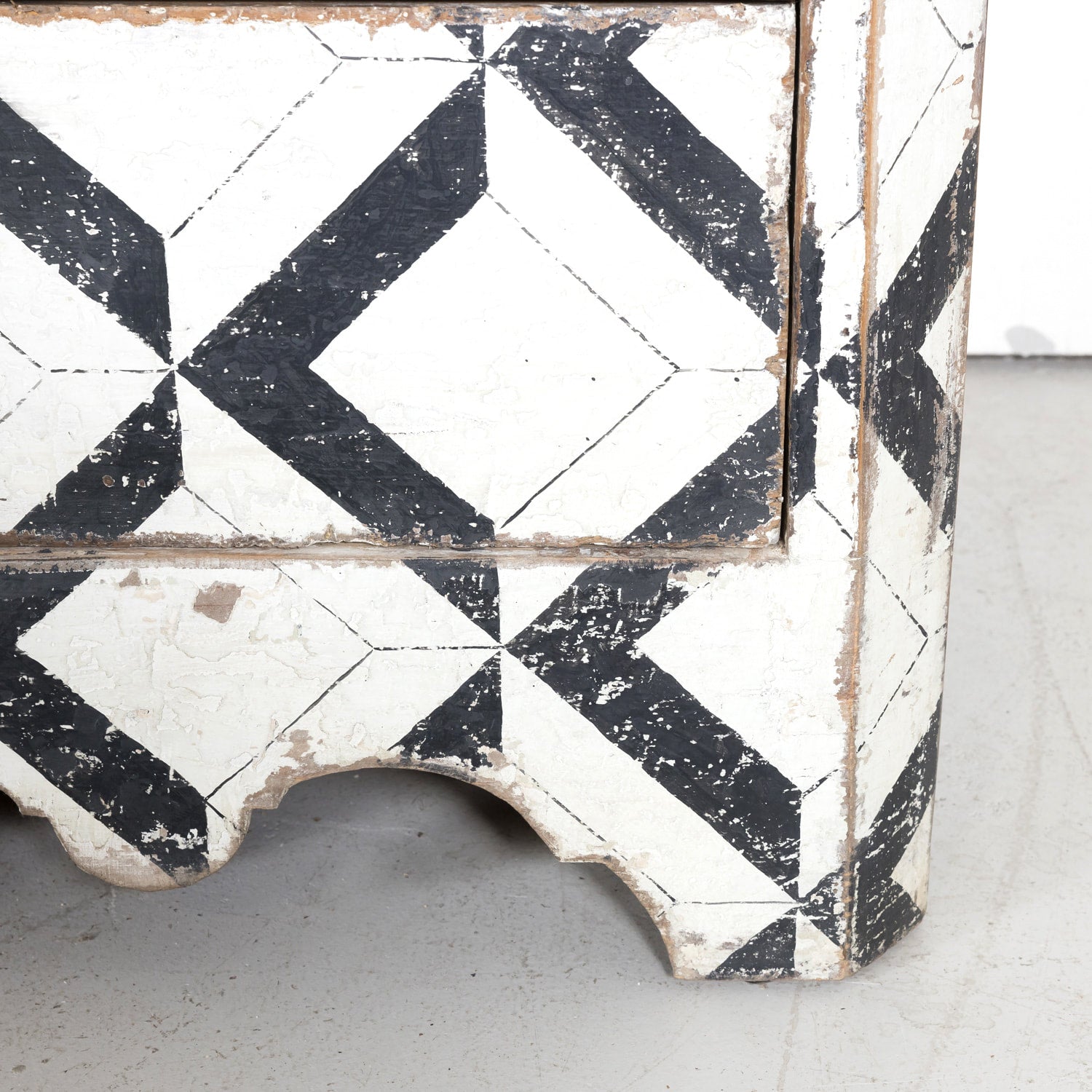 Pair of 19th Century Black and White Hand Painted Italian Commodes