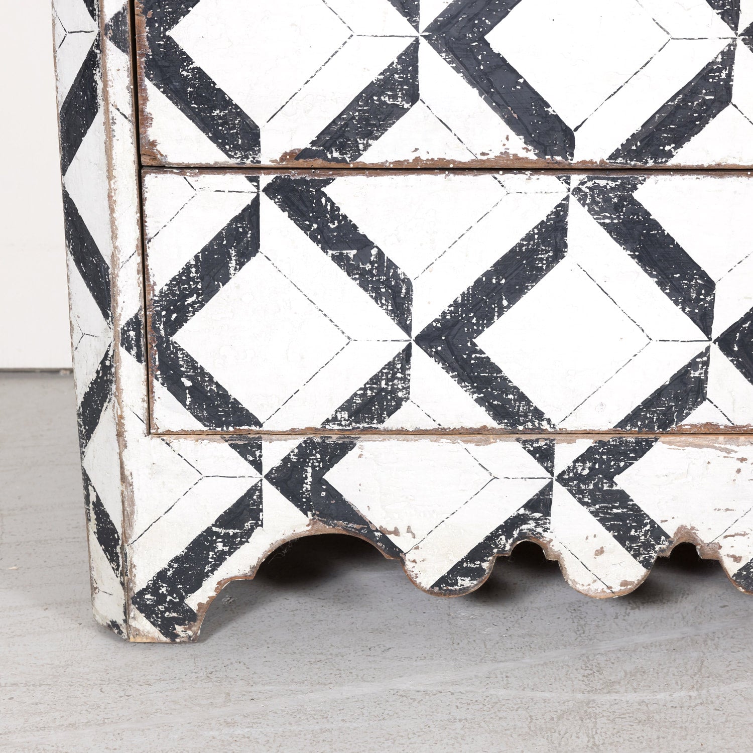 Pair of 19th Century Black and White Hand Painted Italian Commodes