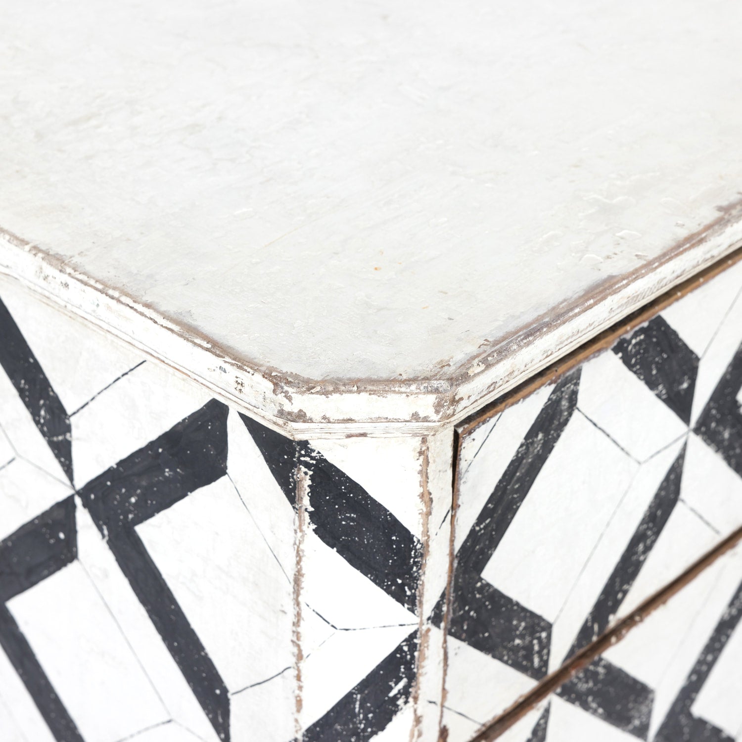 Pair of 19th Century Black and White Hand Painted Italian Commodes