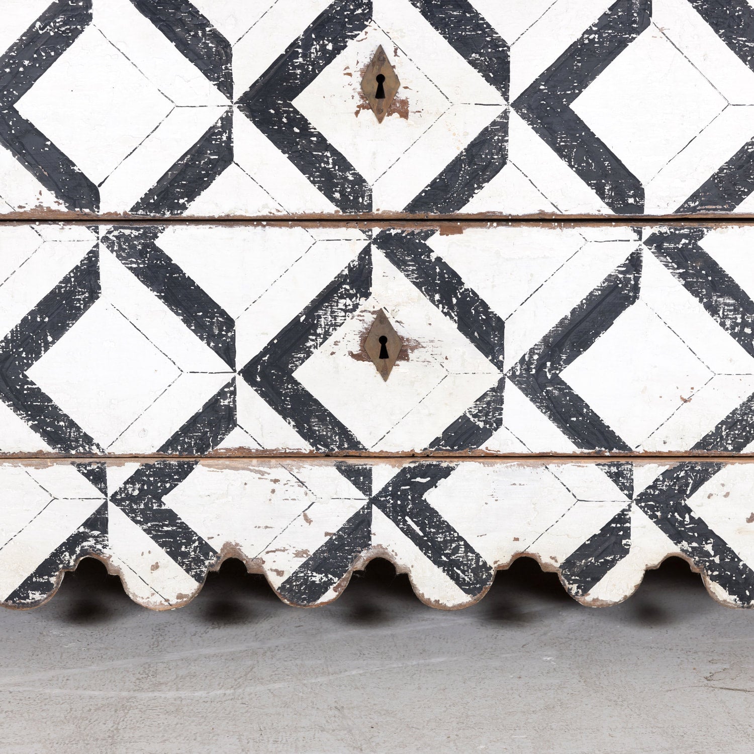 Pair of 19th Century Black and White Hand Painted Italian Commodes