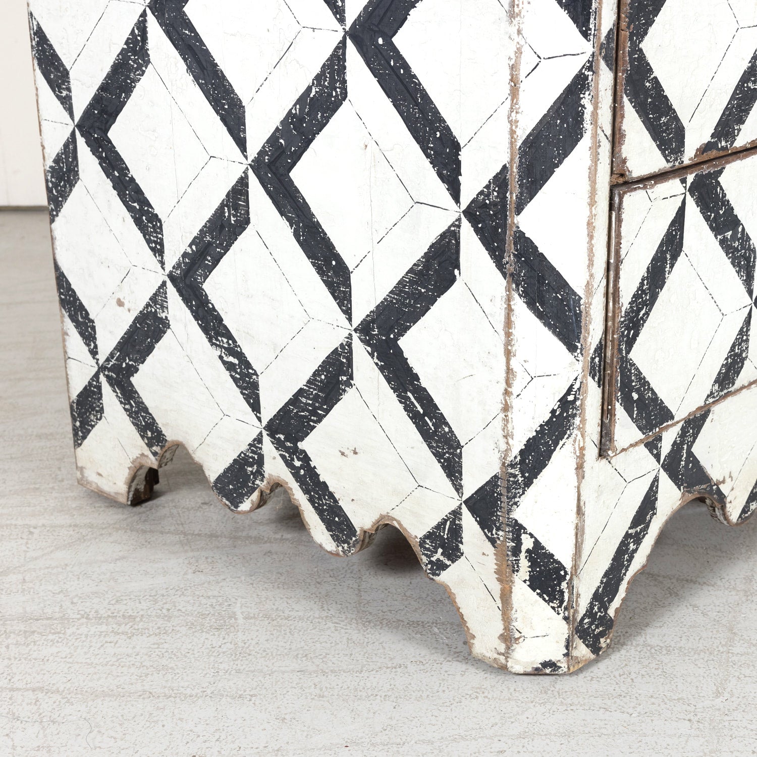 Pair of 19th Century Black and White Hand Painted Italian Commodes