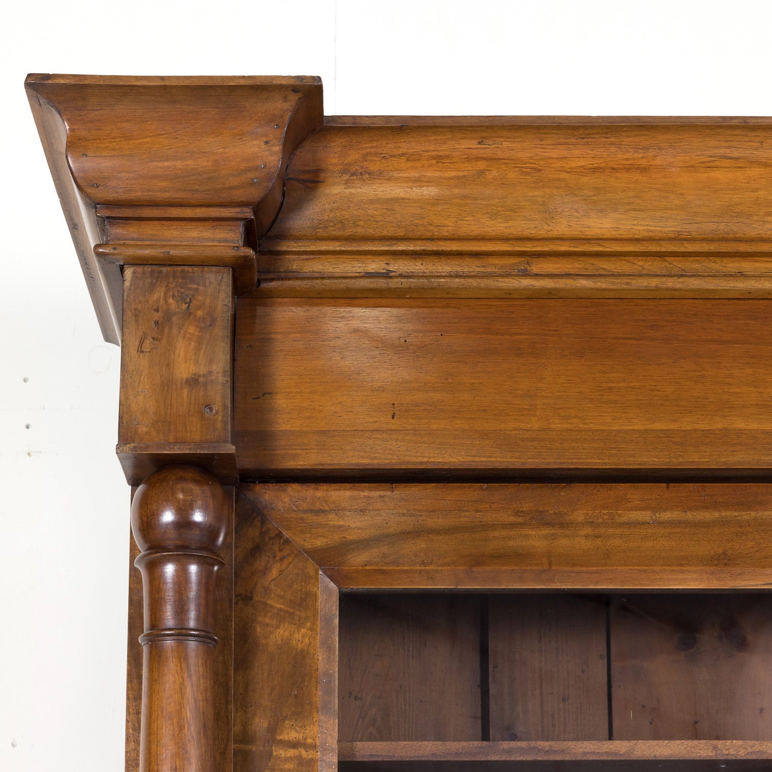 19th Century French Empire Style Solid Walnut Bibliotheque or Bookcase