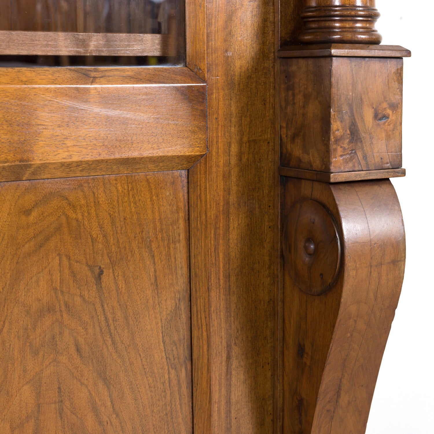 19th Century French Empire Style Solid Walnut Bibliotheque or Bookcase