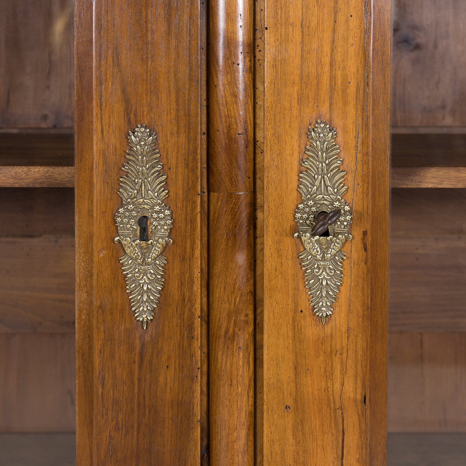 19th Century French Empire Style Solid Walnut Bibliotheque or Bookcase