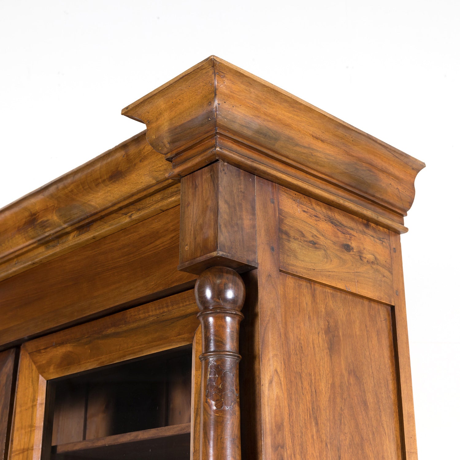 19th Century French Empire Style Solid Walnut Bibliotheque or Bookcase