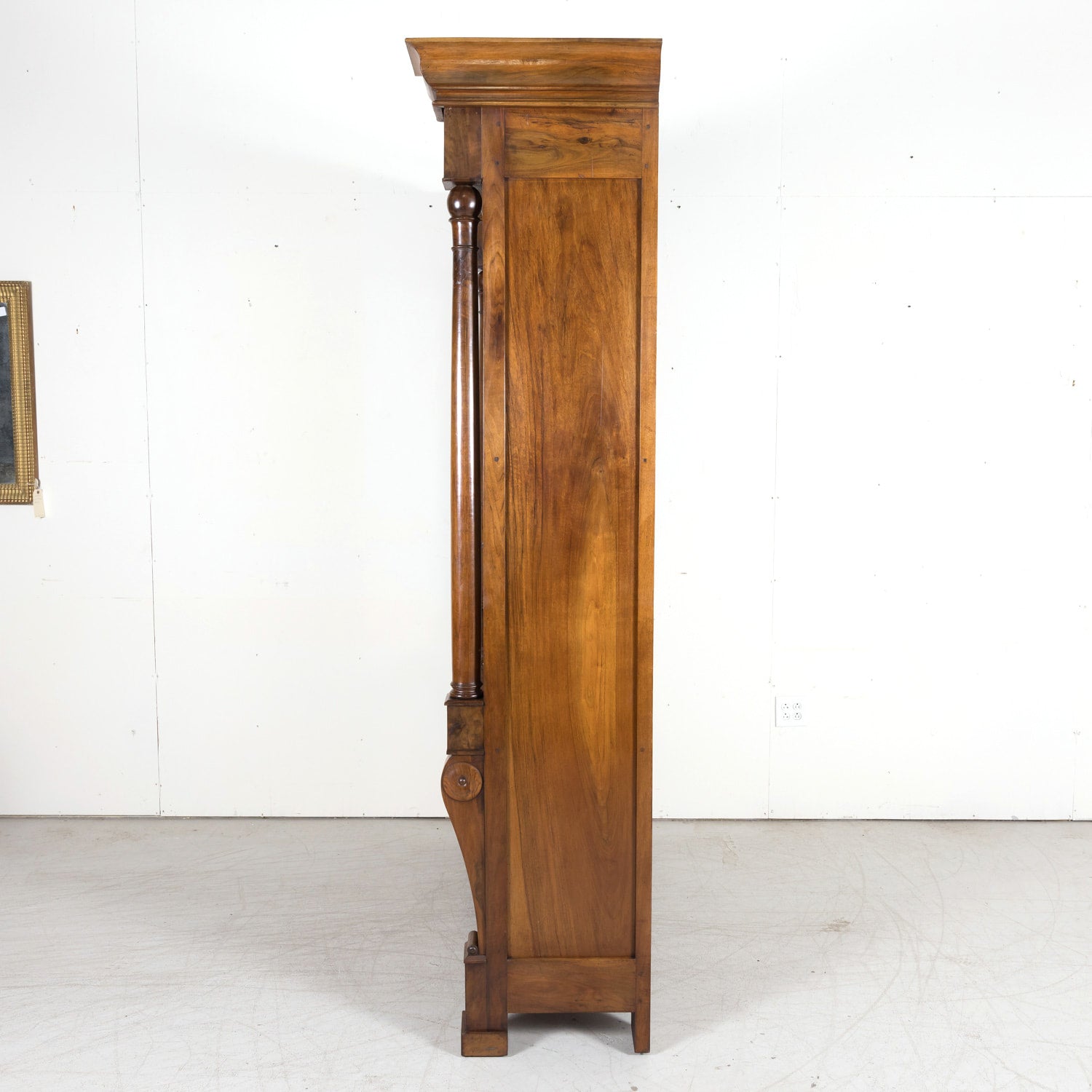 19th Century French Empire Style Solid Walnut Bibliotheque or Bookcase