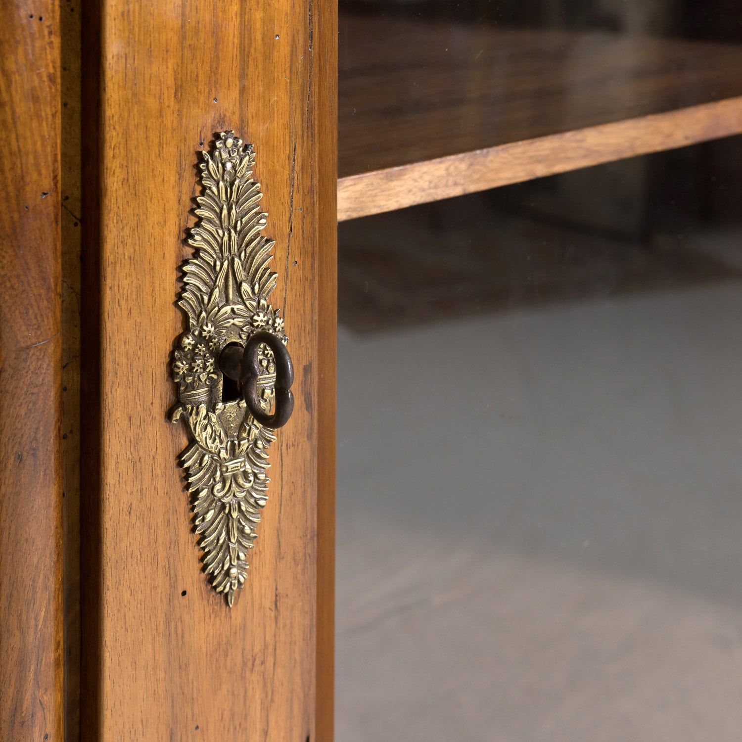 19th Century French Empire Style Solid Walnut Bibliotheque or Bookcase