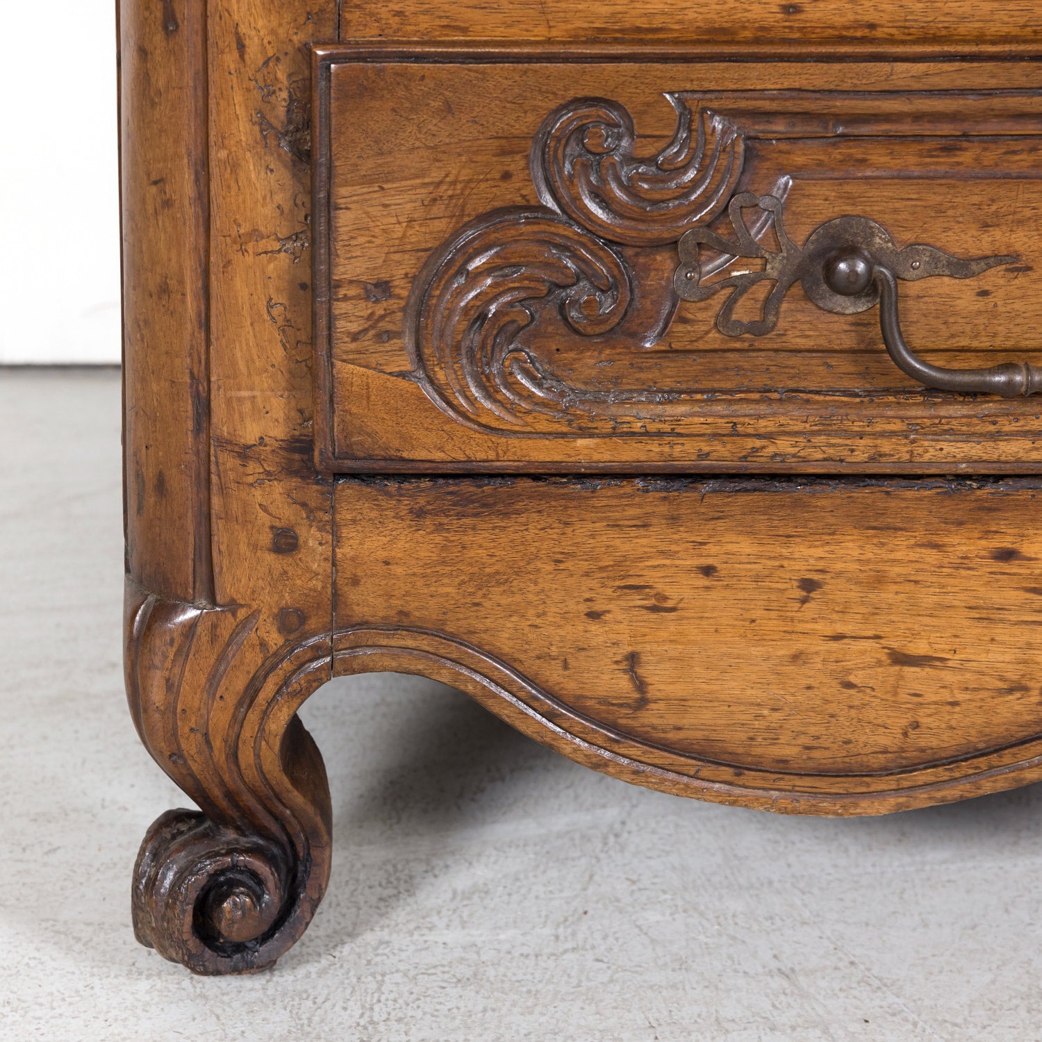 Rare 18th Century French Louis XV Period Carved Walnut Armoire Pantalonnier Deux Corps