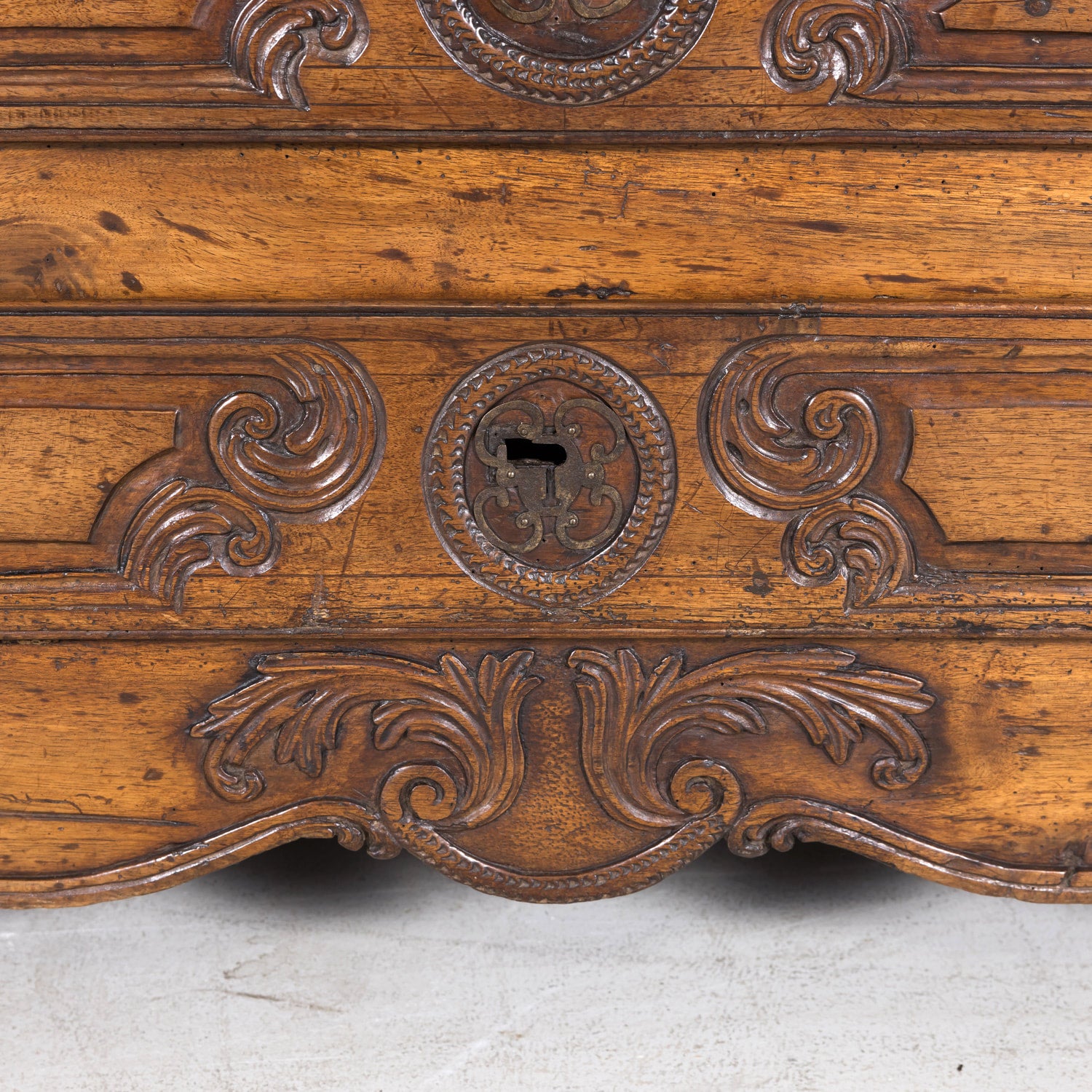 Rare 18th Century French Louis XV Period Carved Walnut Armoire Pantalonnier Deux Corps