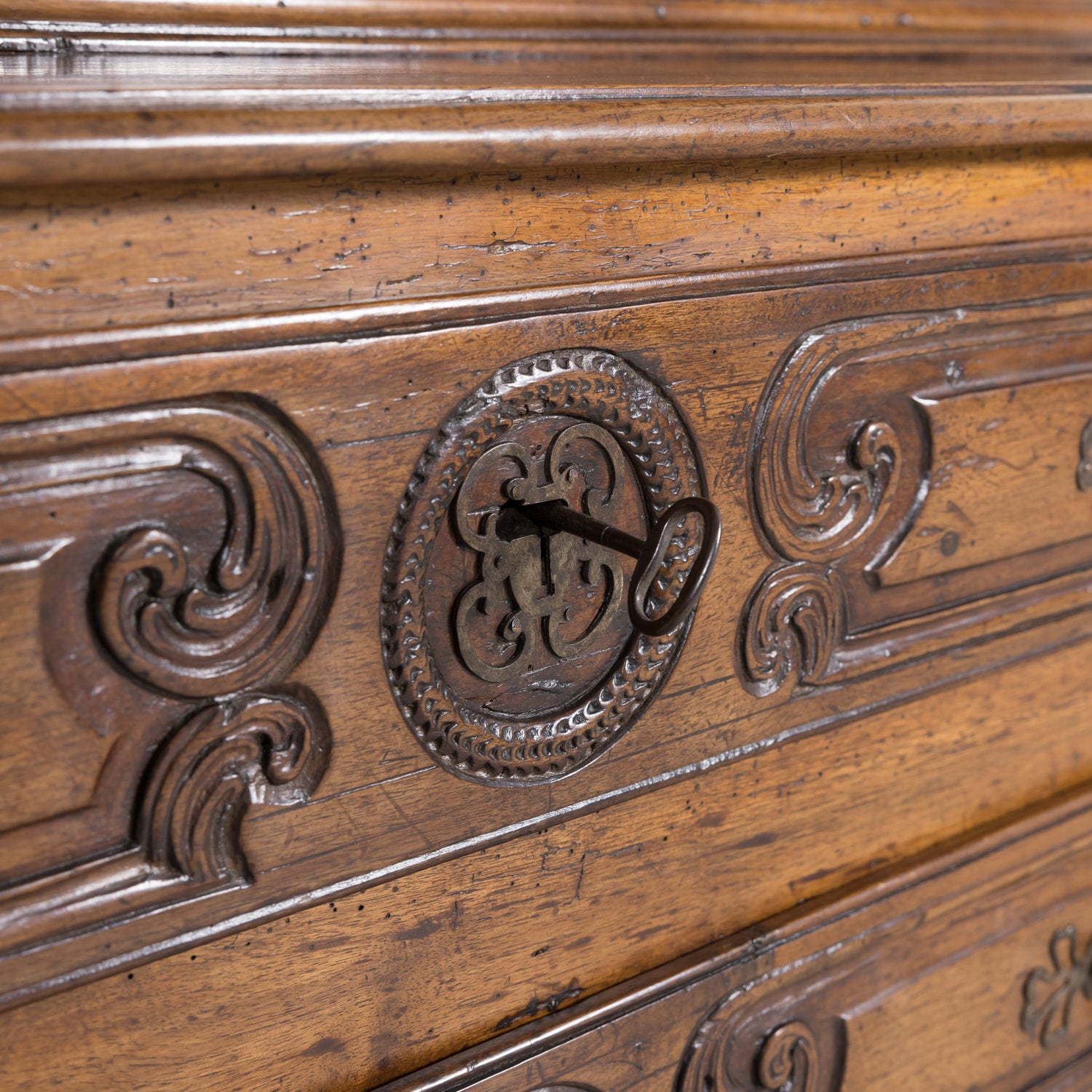 Rare 18th Century French Louis XV Period Carved Walnut Armoire Pantalonnier Deux Corps
